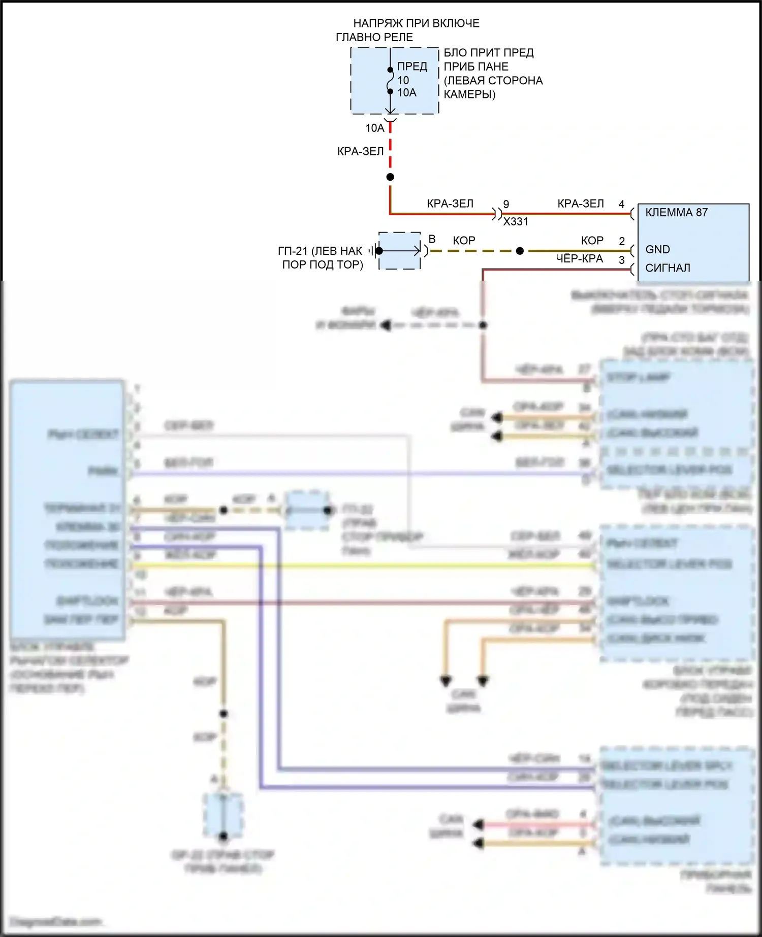 Cayenne Turbo S Porsche 958 рестайлинг (2014-2018): Электросхема блокировки селектора 