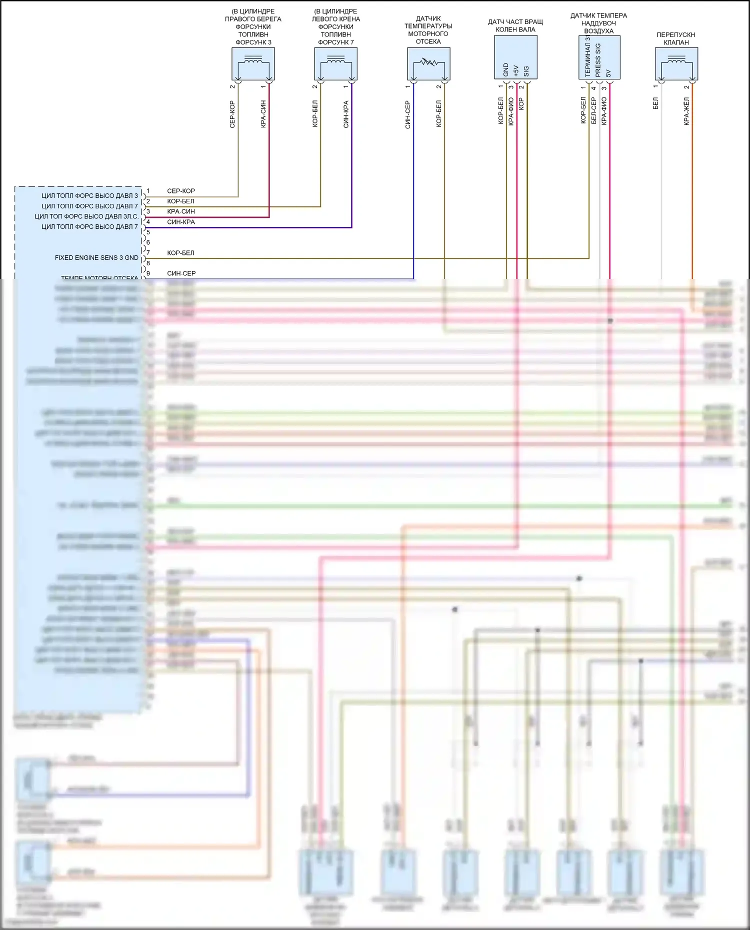 Cayenne Turbo S Porsche 958 рестайлинг (2014-2018): Электросхема двигателя 4,8л турбо (1 из 7) 