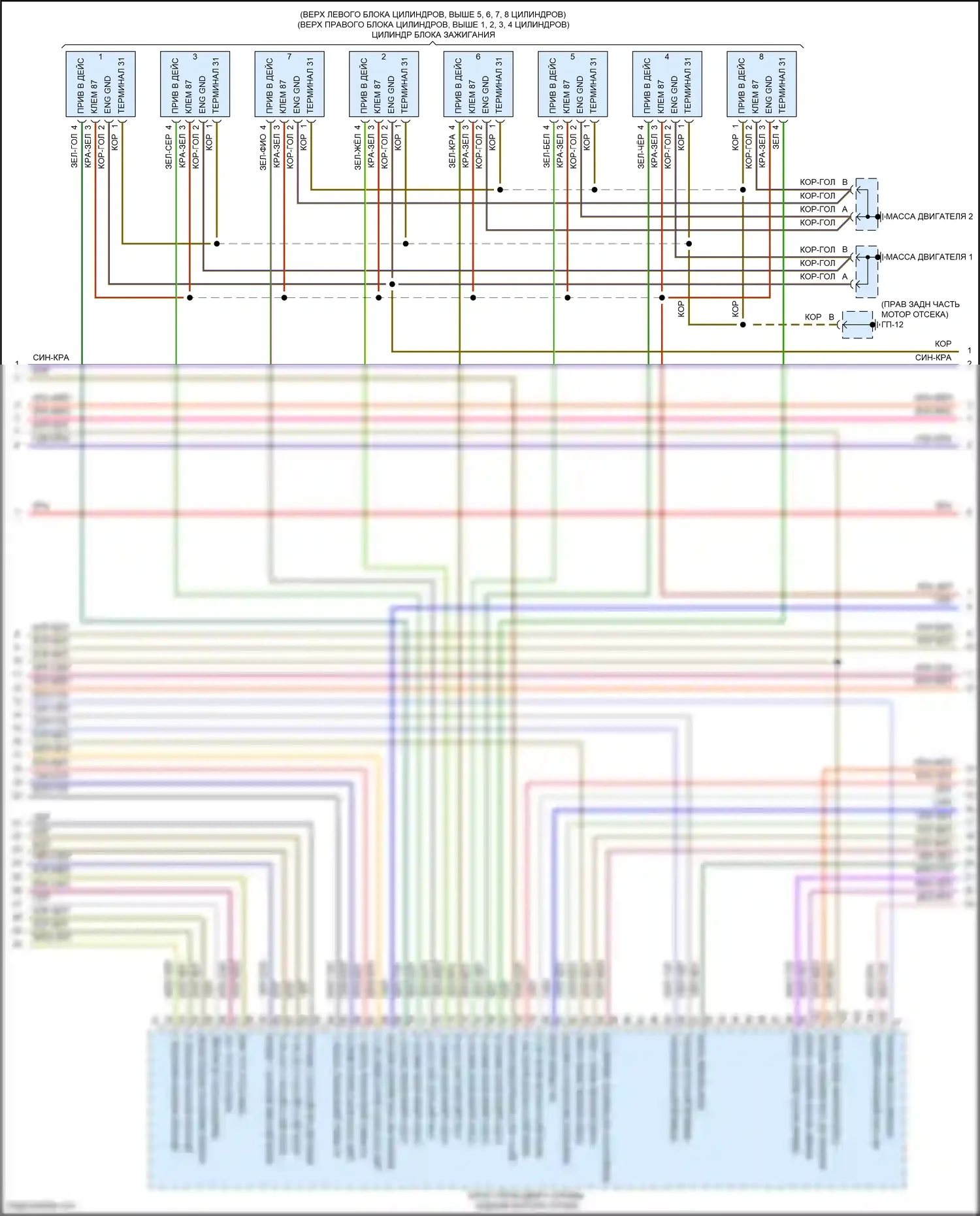 Cayenne Turbo S Porsche 958 рестайлинг (2014-2018): Электросхема двигателя 4,8л турбо (3 из 7) 