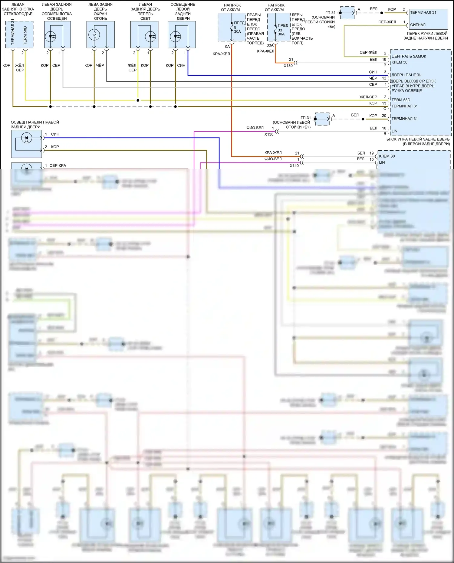 Cayenne Turbo S Porsche 958 рестайлинг (2014-2018): Электросхема освещения салона (3 из 3) 