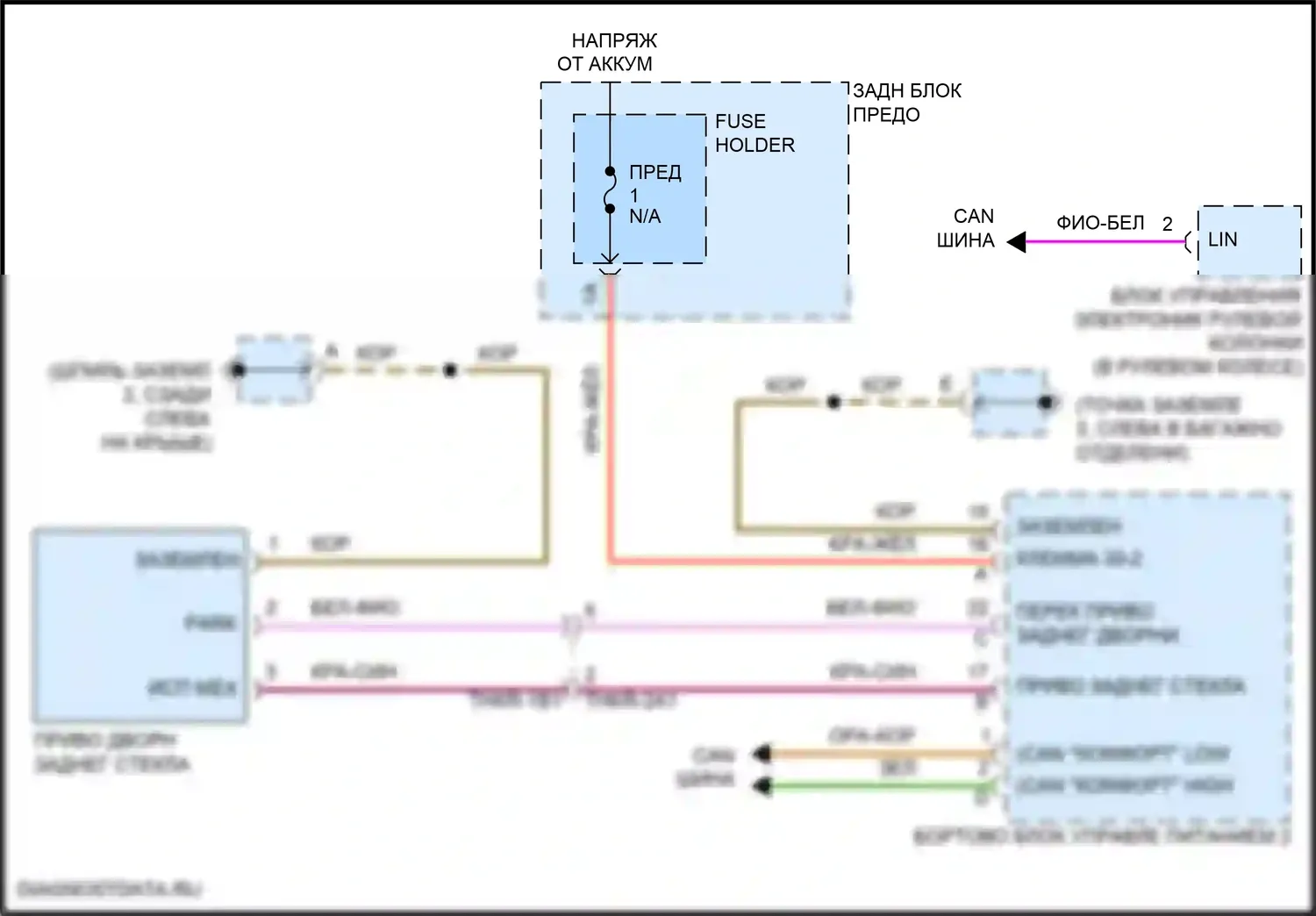 Cayenne Turbo S Porsche III (2018-2023): Электросхема заднего дворника 