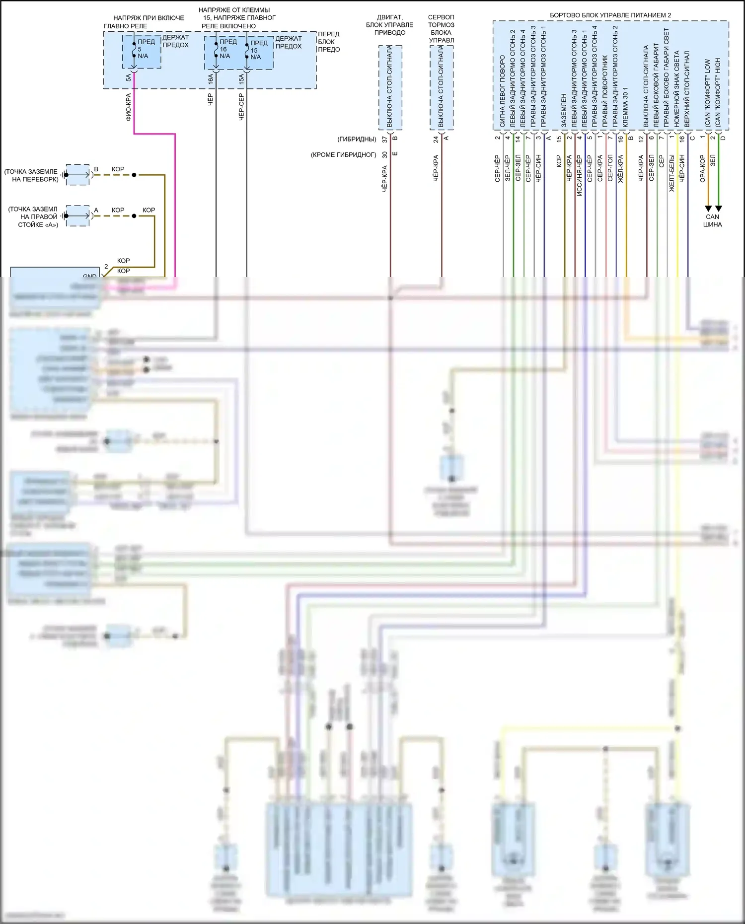 Cayenne Turbo S Porsche III (2018-2023): Электросхема фар и фонарей (1 из 2) 