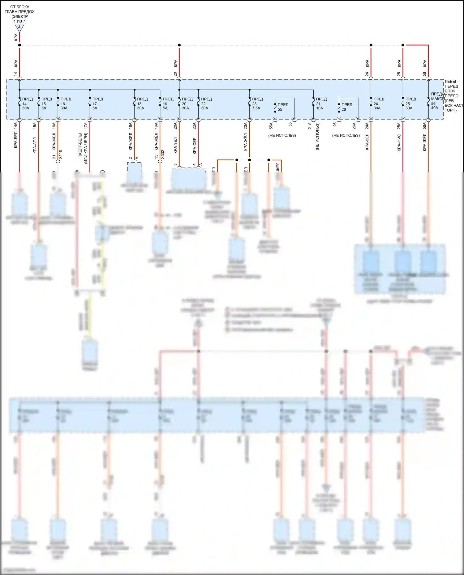 Cayenne Porsche II рестайлинг (2014-2018): Электросхема блока предохранителей реле (4 из 7) 