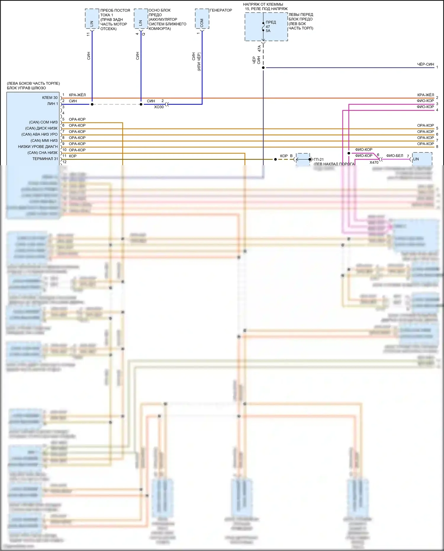 Cayenne Porsche II рестайлинг (2014-2018): Can шина электросхема (1 из 3) 