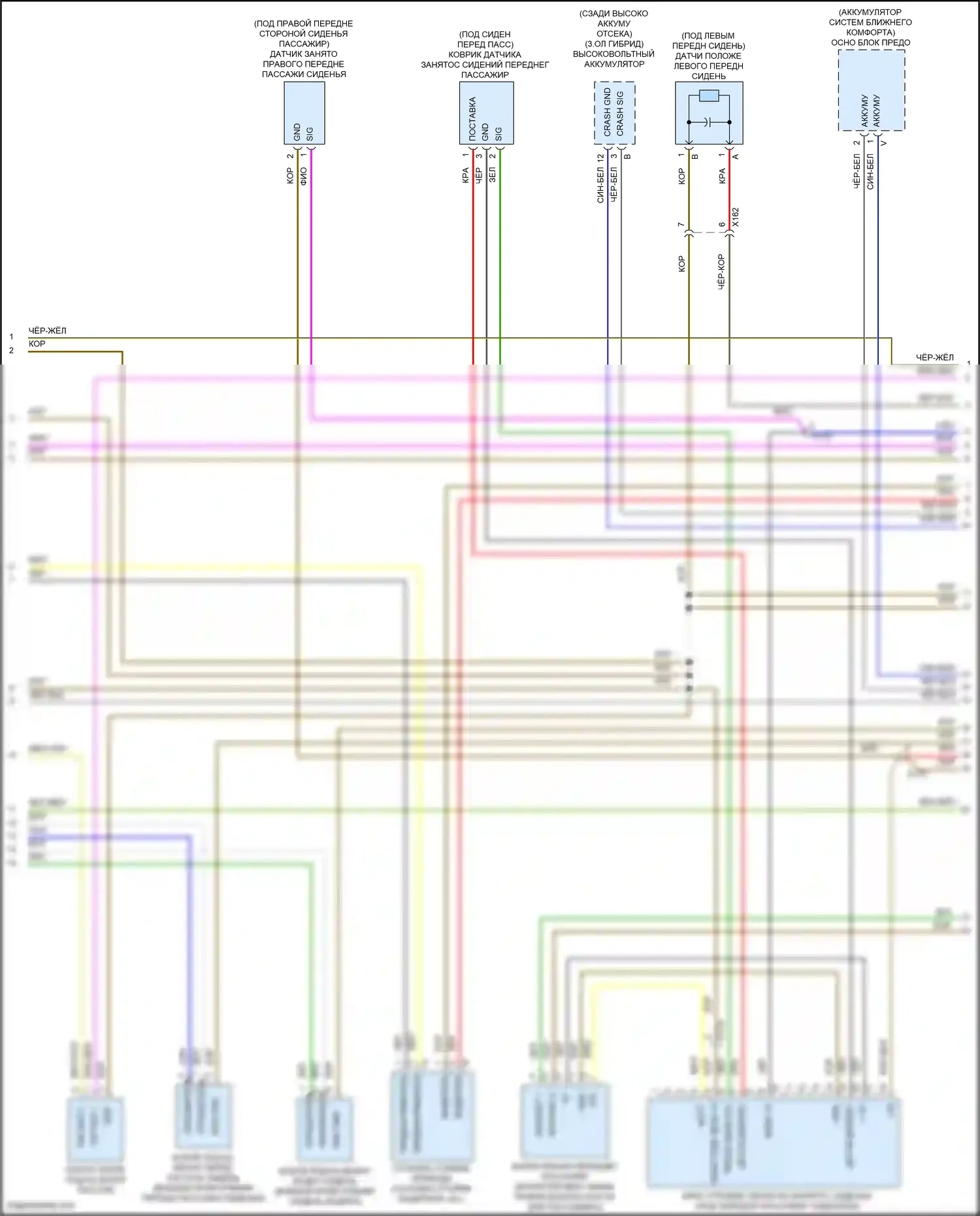 Cayenne Porsche II рестайлинг (2014-2018): Электросхема подушек безопасности (2 из 3) 