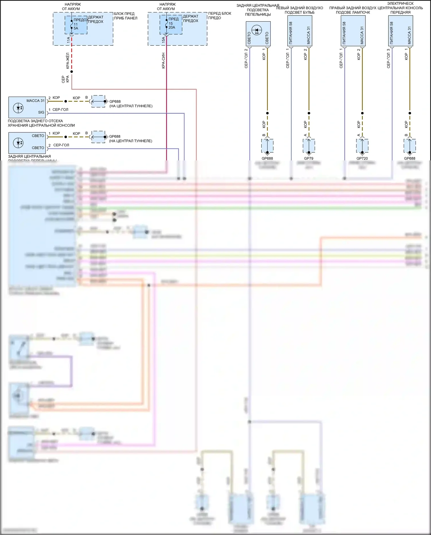 Cayenne Porsche III рестайлинг (2023-2024): Электросхема освещения салона (1 из 8) 