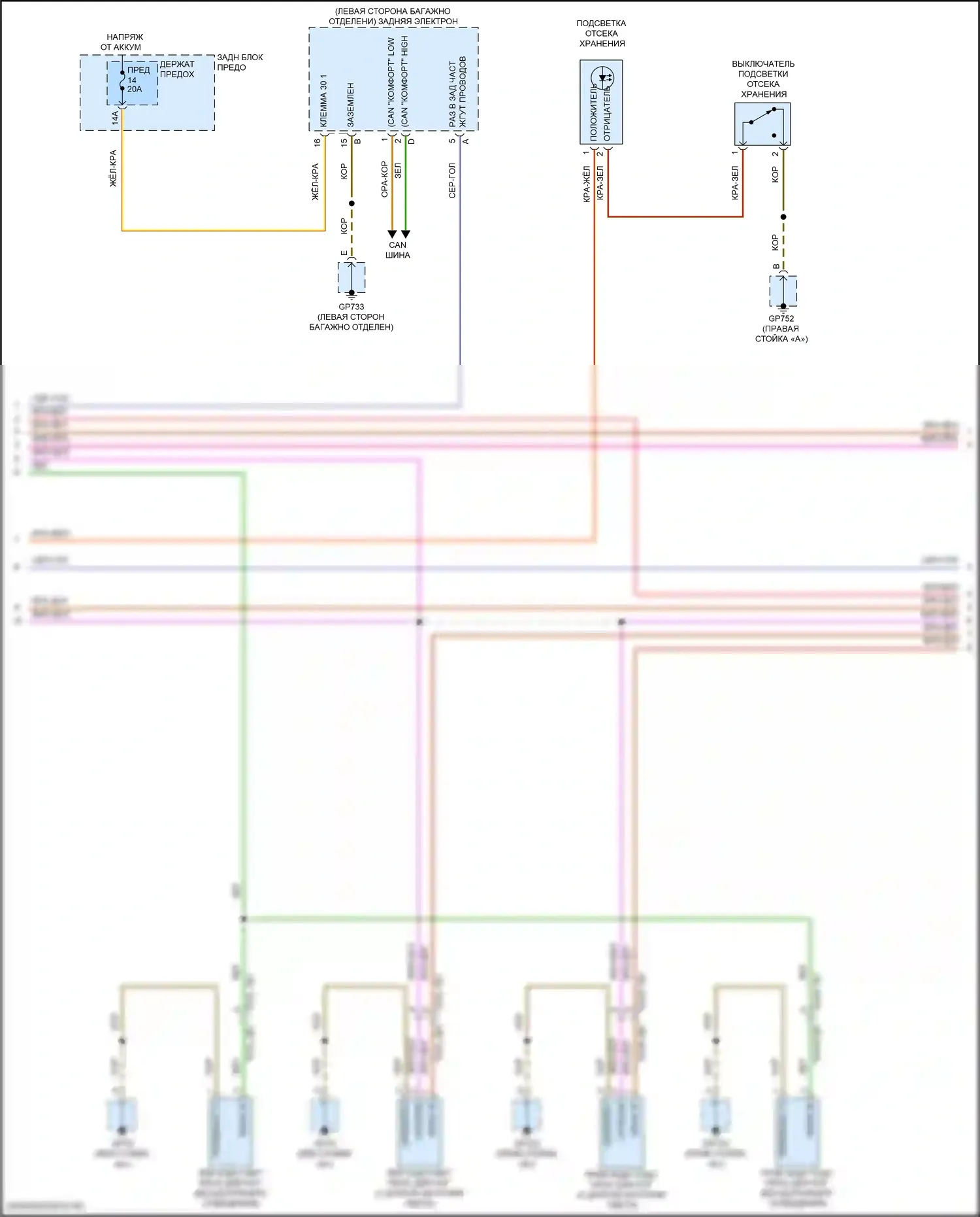 Cayenne Porsche III рестайлинг (2023-2024): Электросхема освещения салона (3 из 8) 