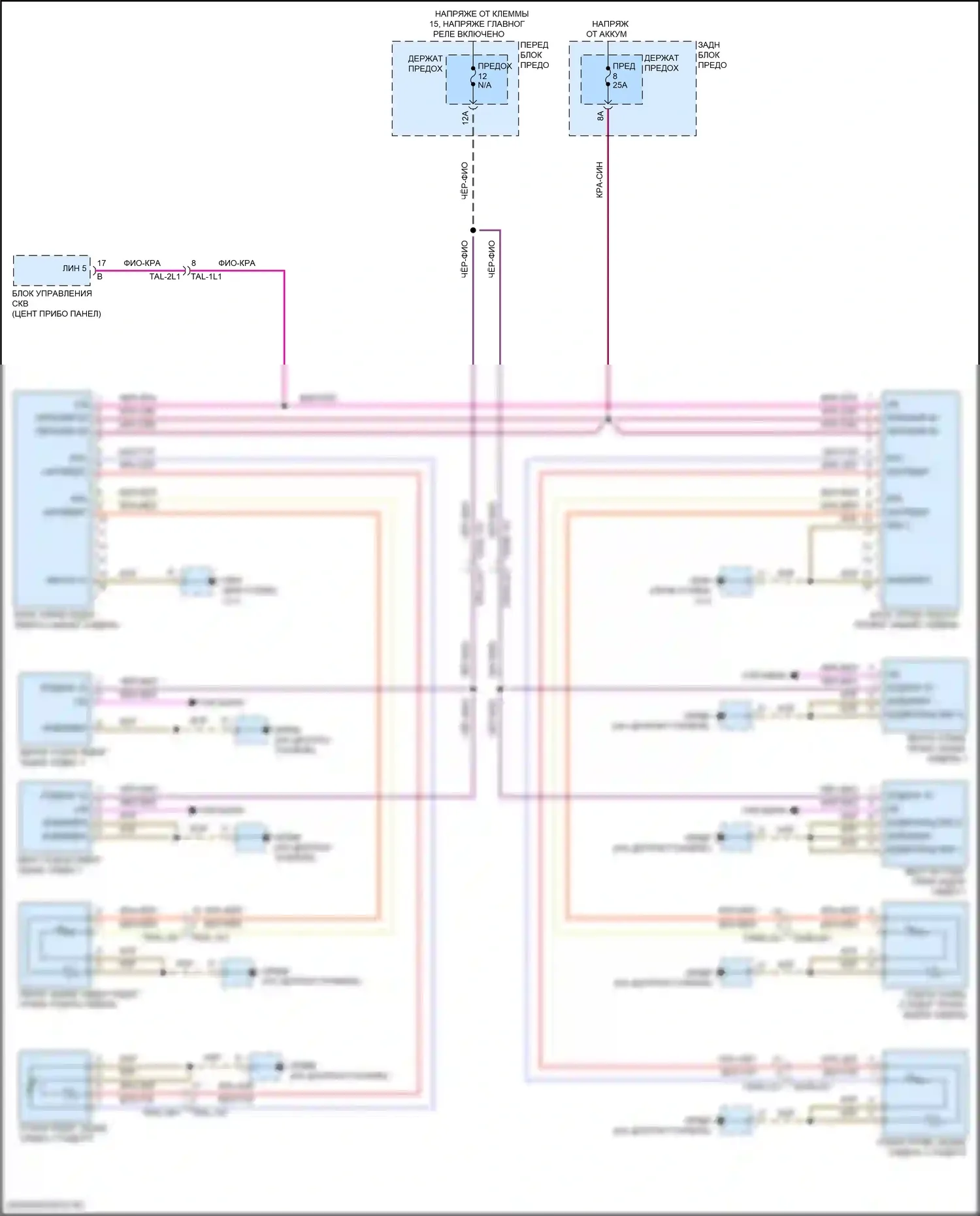 Cayenne Porsche III рестайлинг (2023-2024): Электросхема задних обогреваемых сидений 