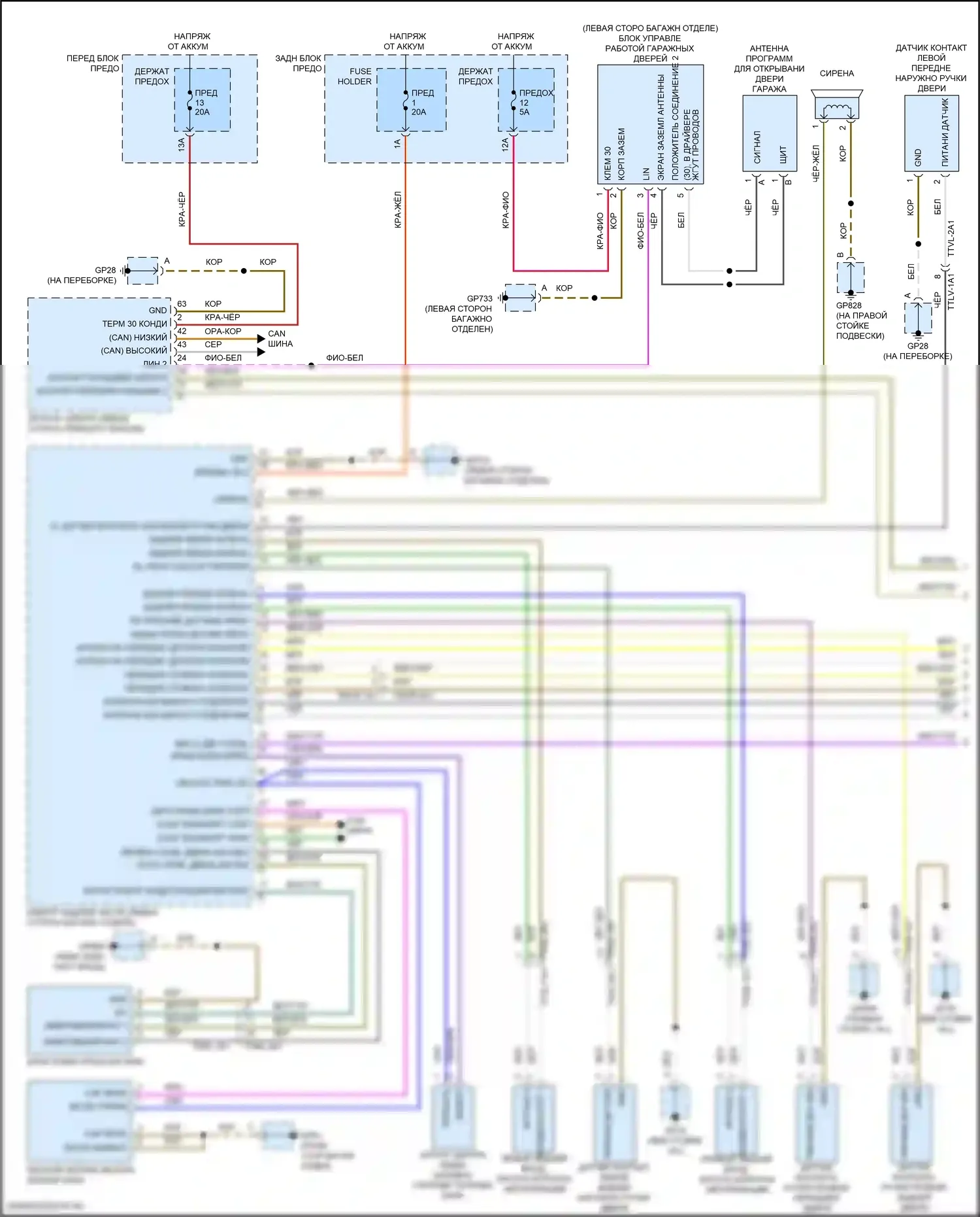 Cayenne Porsche III рестайлинг (2023-2024): Электросхема центрального замка (1 из 4) 
