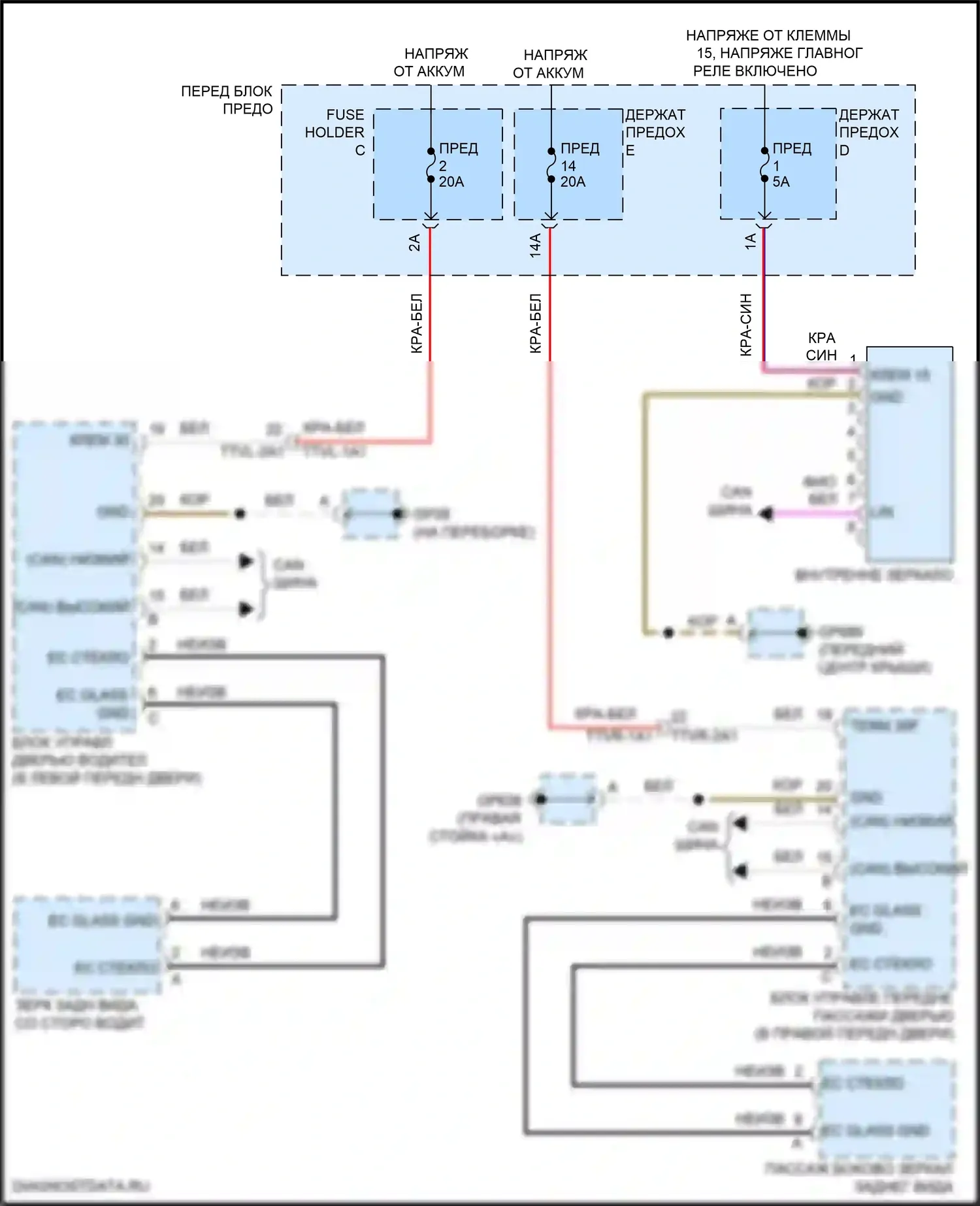 Cayenne Porsche III рестайлинг (2023-2024): Зеркало заднего вида с автозатемнением электросхема 