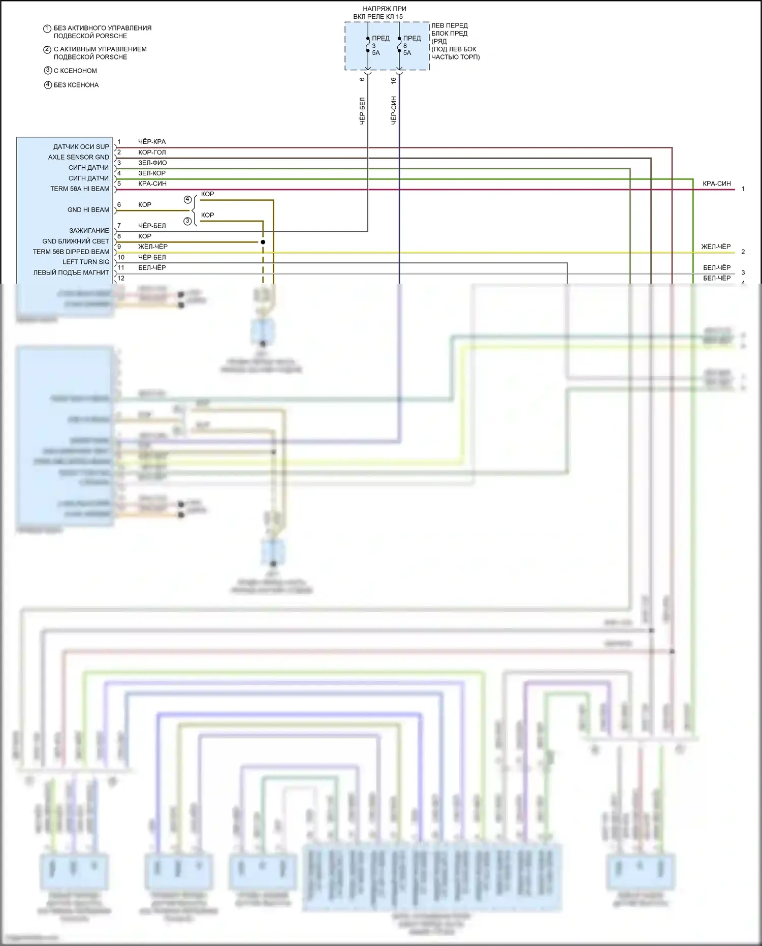 Cayman GT4 Porsche 981 (2015-2016): Электросхема фар (1 из 2) 
