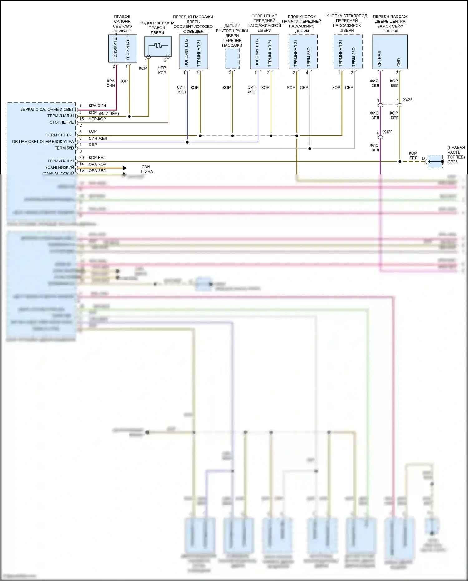 Cayman GT4 Porsche 981 (2015-2016): Электросхема освещения салона (1 из 4) 