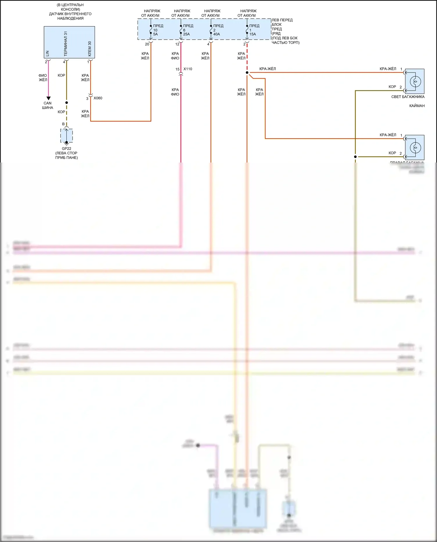 Cayman GT4 Porsche 981 (2015-2016): Электросхема освещения салона (3 из 4) 