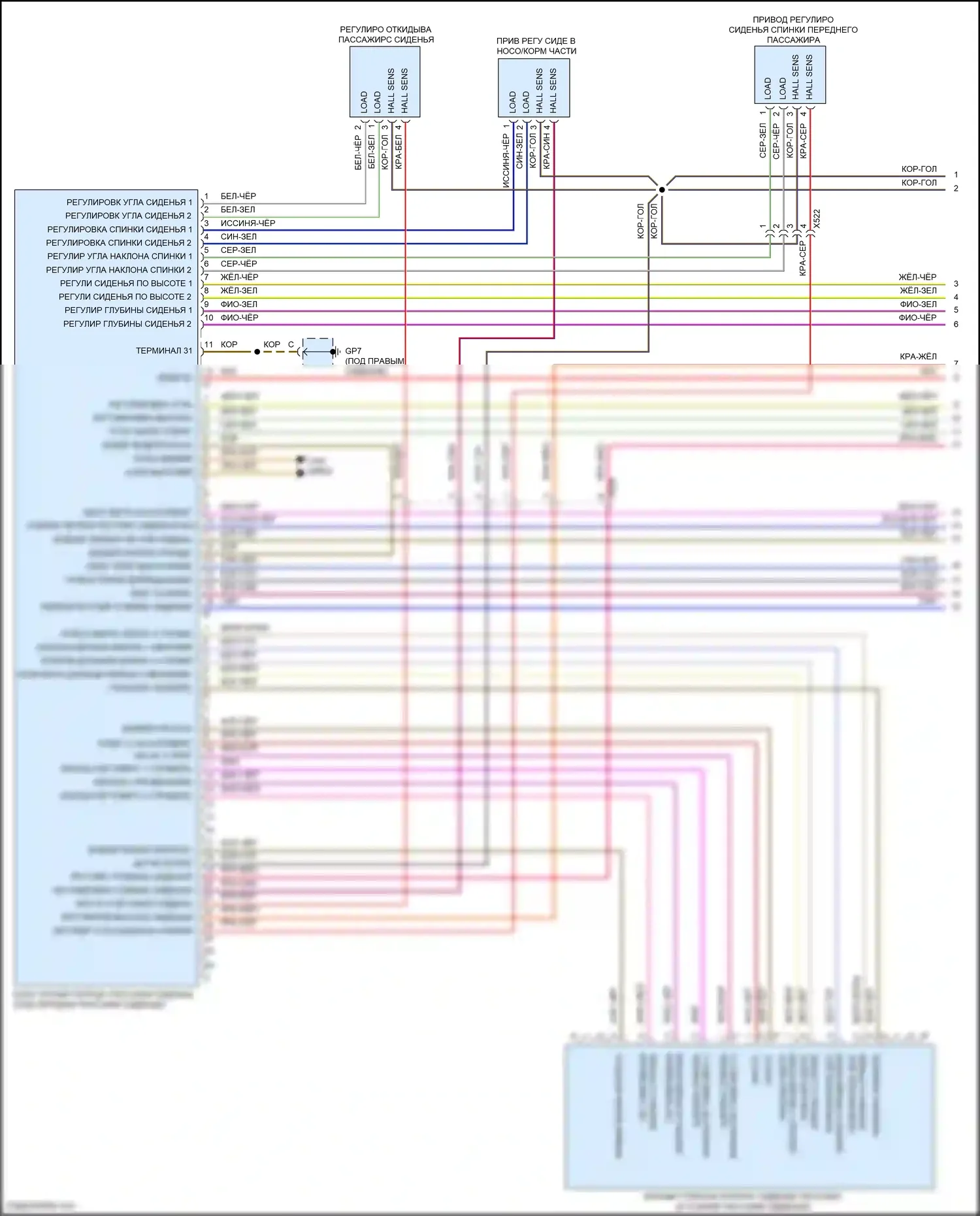 Cayman GT4 Porsche 981 (2015-2016): Электросхема сиденья памяти пассажира (1 из 2) 