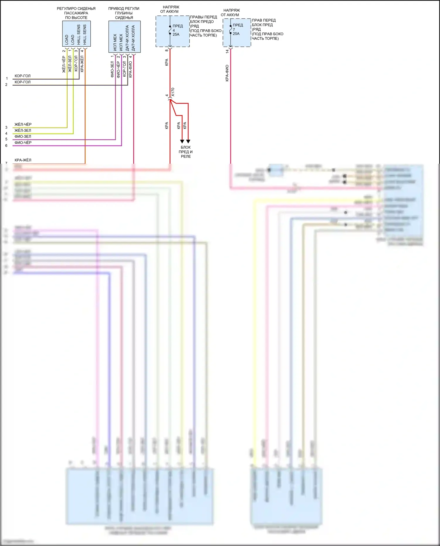 Cayman GT4 Porsche 981 (2015-2016): Электросхема сиденья памяти пассажира (2 из 2) 