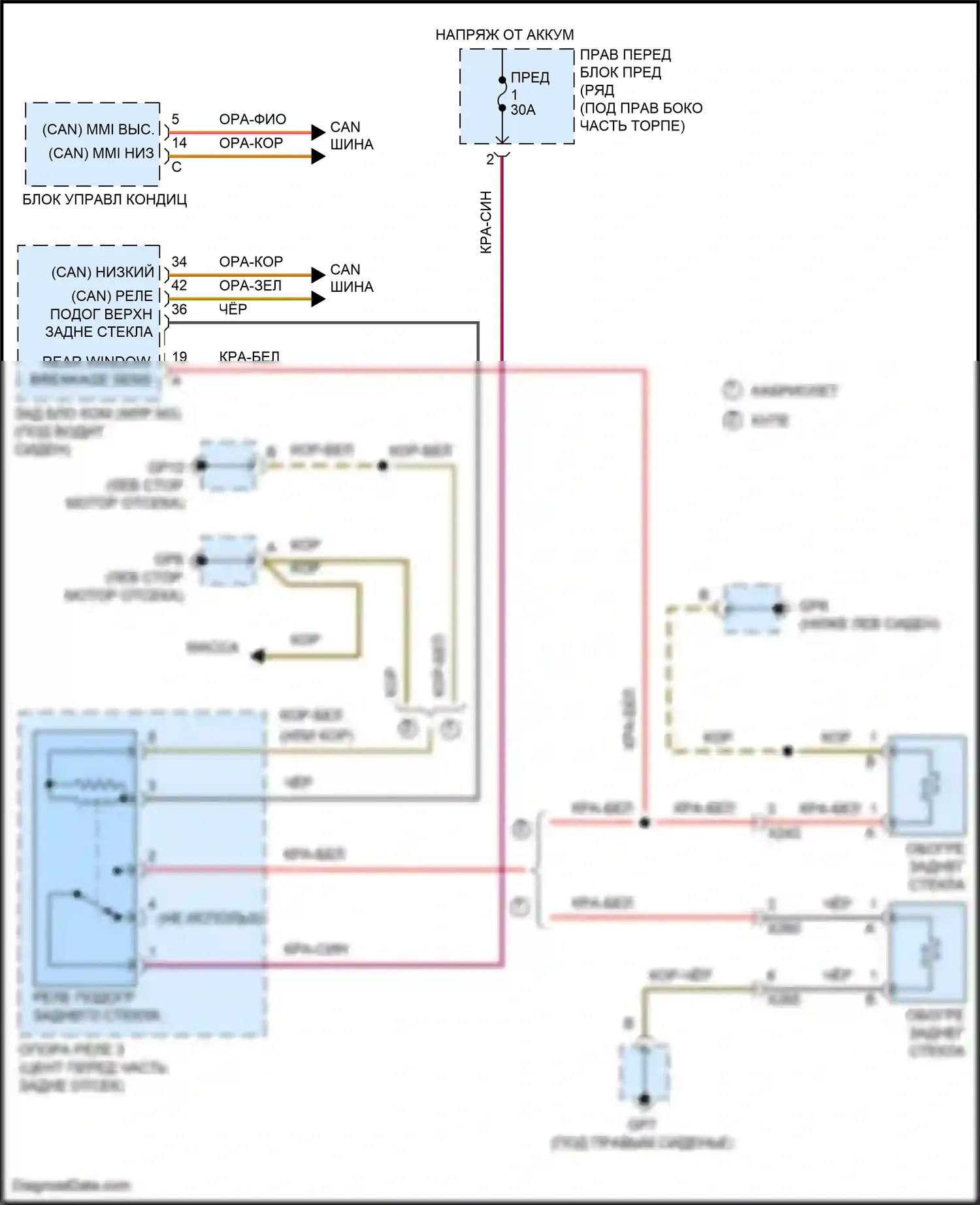 Cayman GT4 Porsche 981 (2015-2016): Электросхема подогрева 