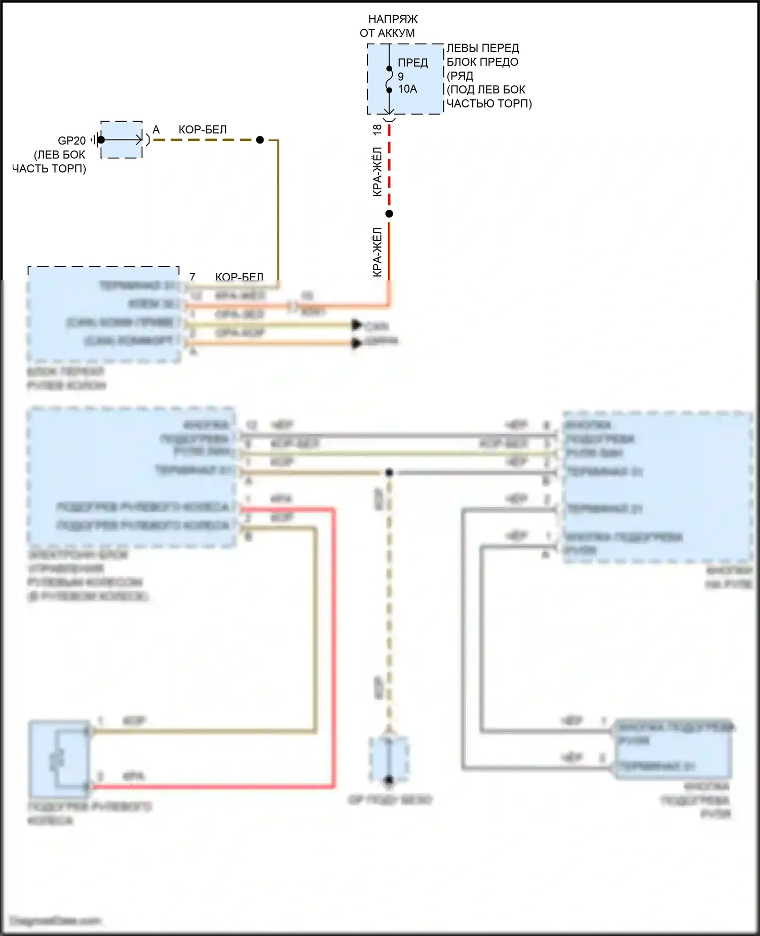 Cayman GT4 Porsche 981 (2015-2016): Электросхема рулевого колеса с подогревом 