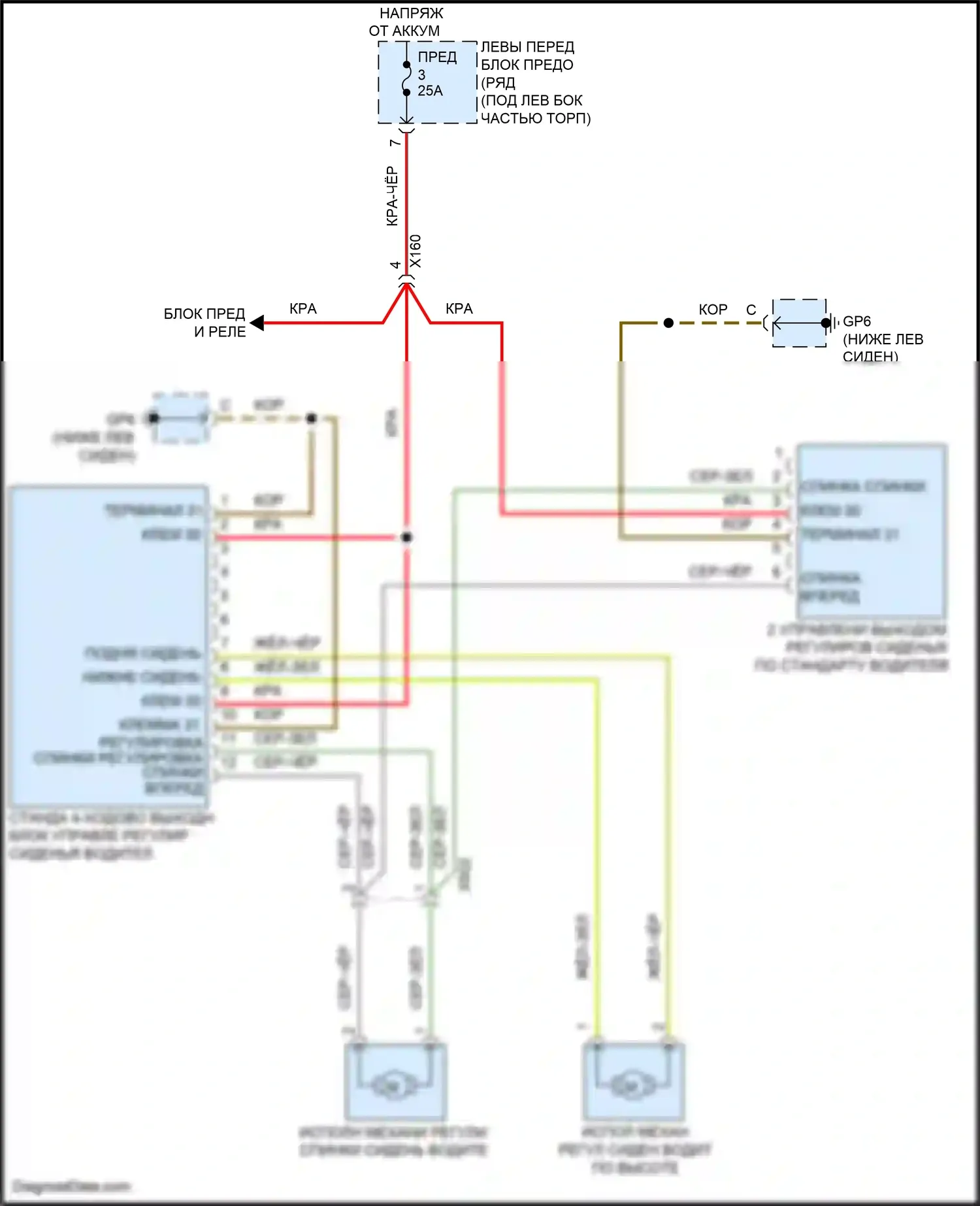 Cayman GT4 Porsche 981 (2015-2016): Питание водительского сиденья электросхема 