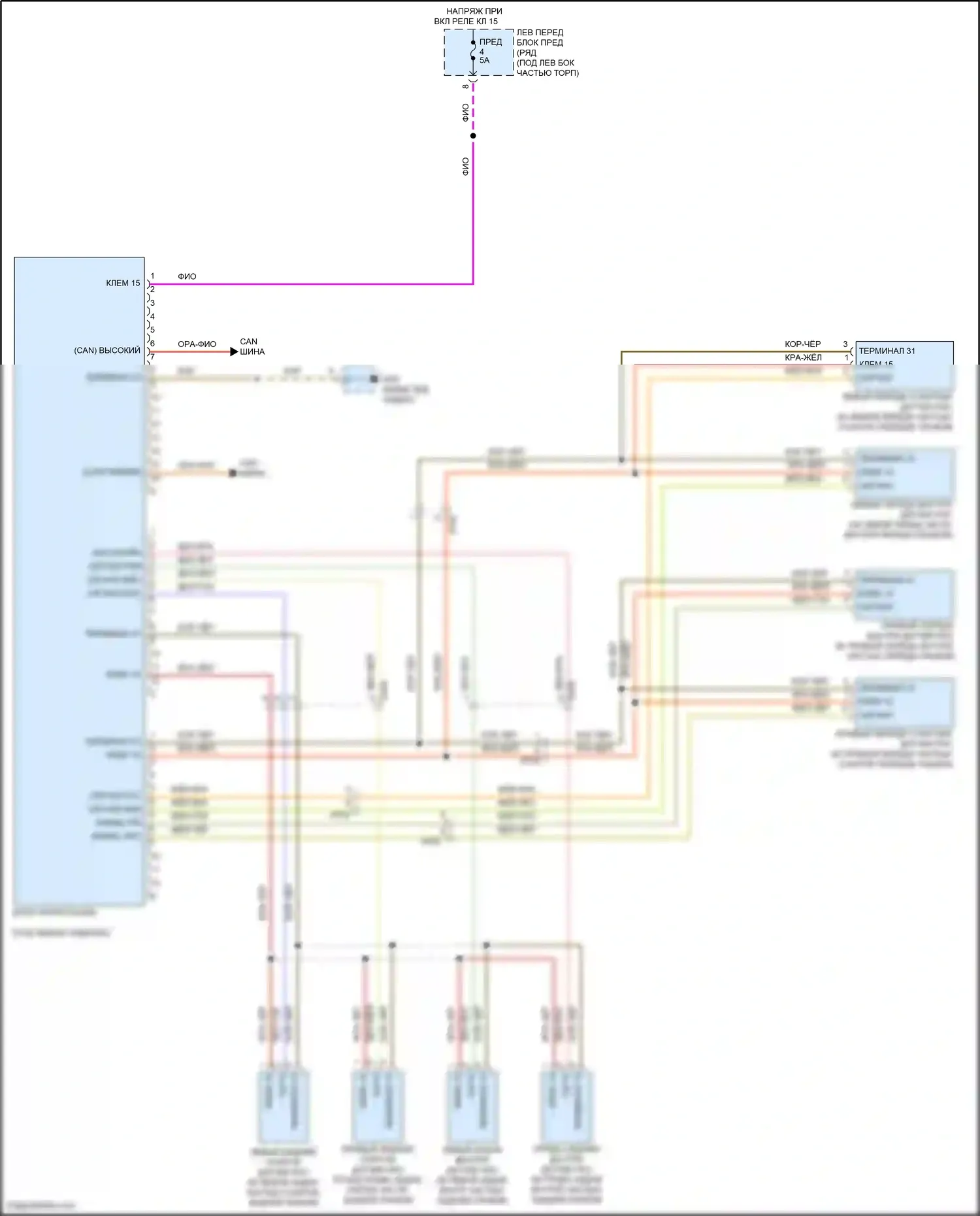 Cayman GT4 Porsche 981 (2015-2016): Электросхема парктроника 