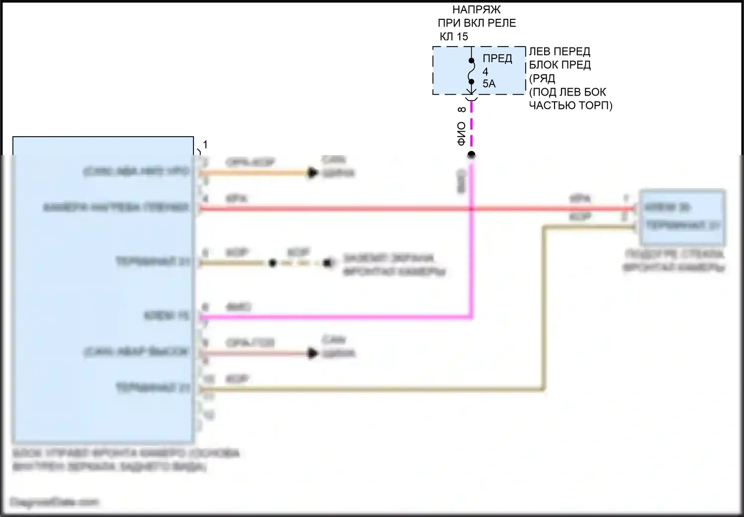 Cayman GT4 Porsche 981 (2015-2016): Электросхема передней камеры 