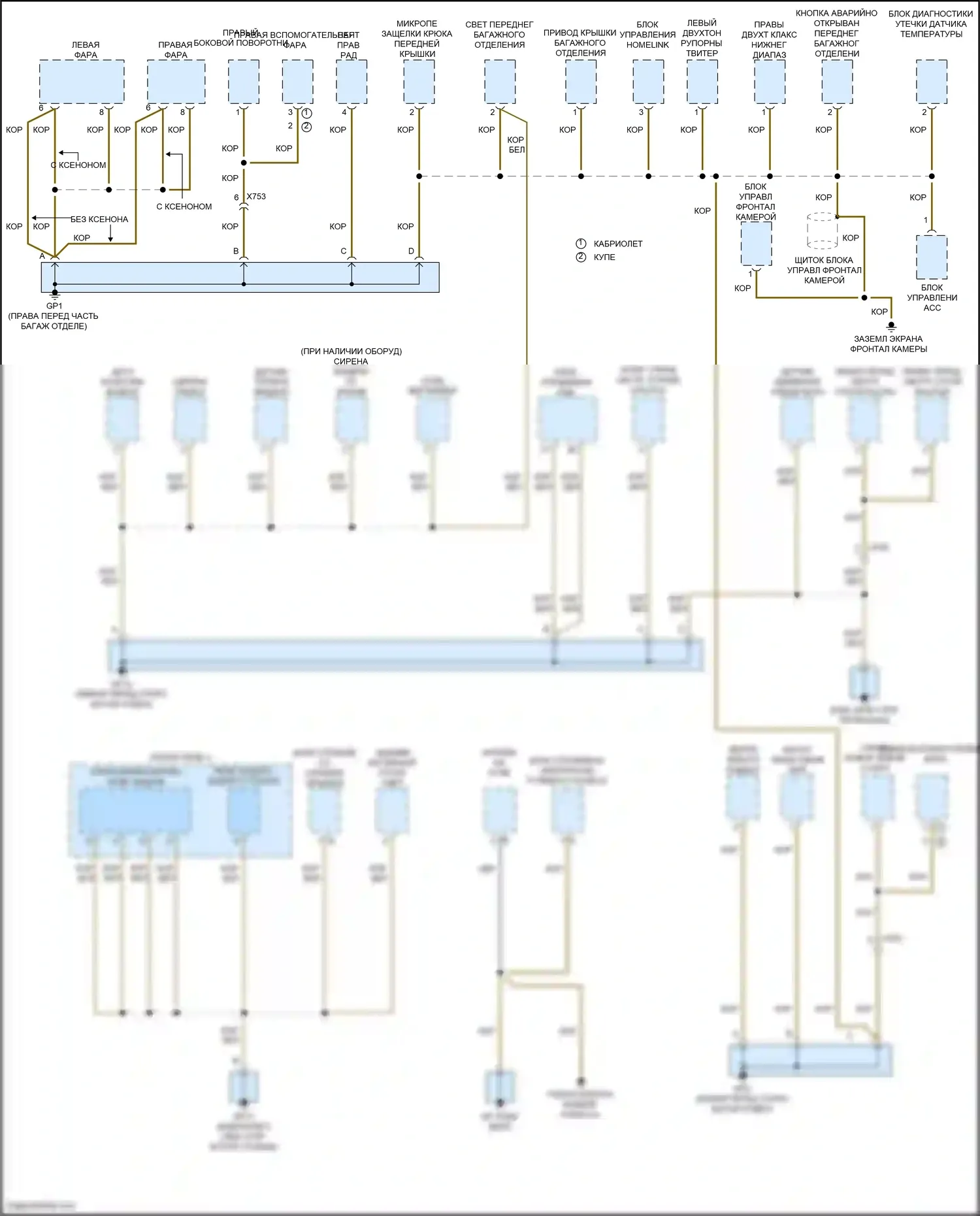 Cayman GT4 Porsche 981 (2015-2016): Электросхема точек подключения масс (1 из 5) 