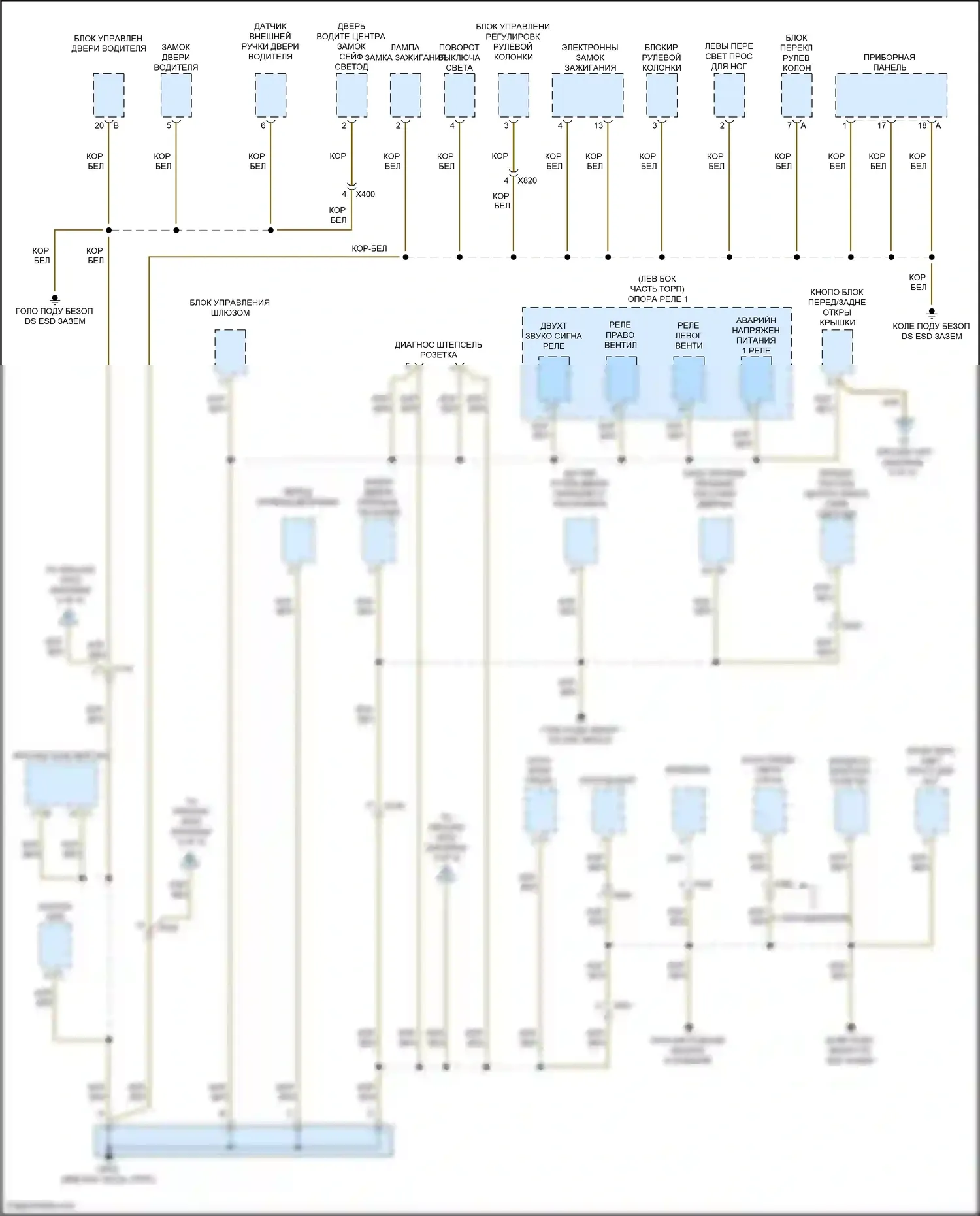 Cayman GT4 Porsche 981 (2015-2016): Электросхема точек подключения масс (2 из 5) 