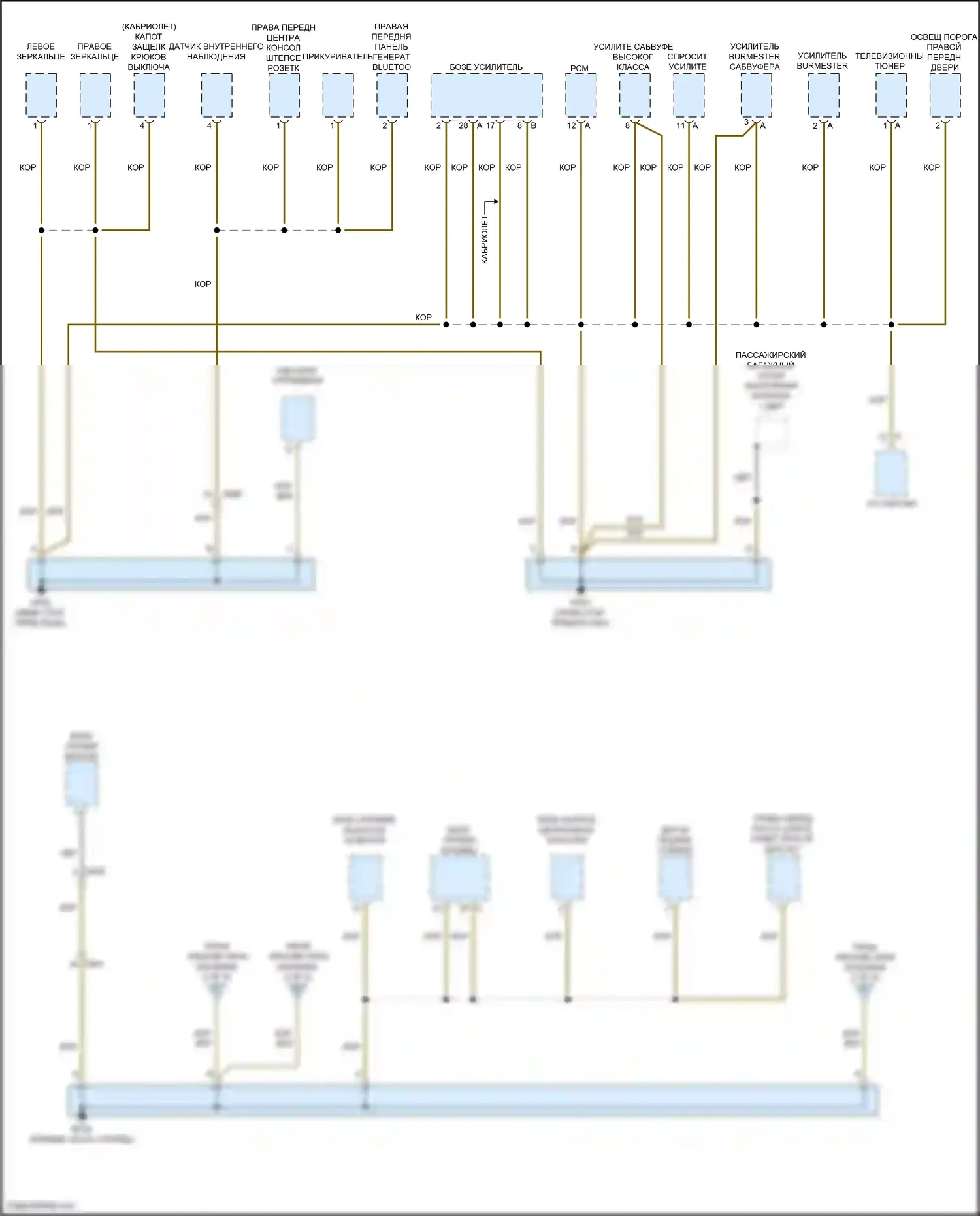 Cayman GT4 Porsche 981 (2015-2016): Электросхема точек подключения масс (3 из 5) 