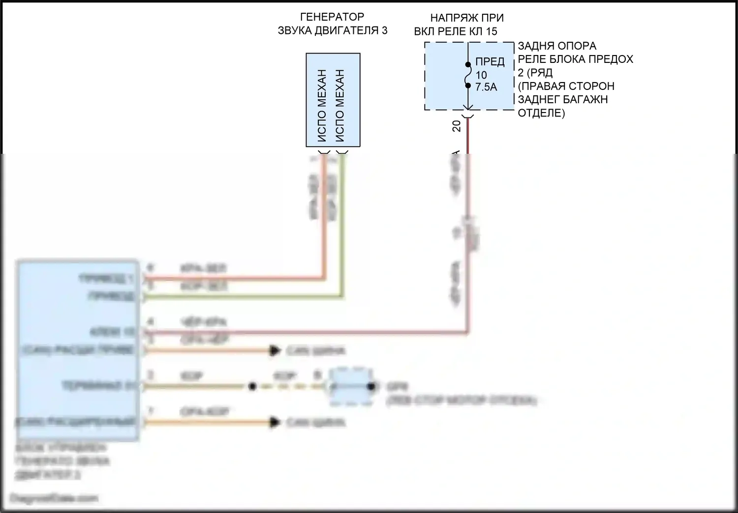 Cayman GT4 Porsche 982 (2019-2024): Электросхема системы звука виртуального двигателя 