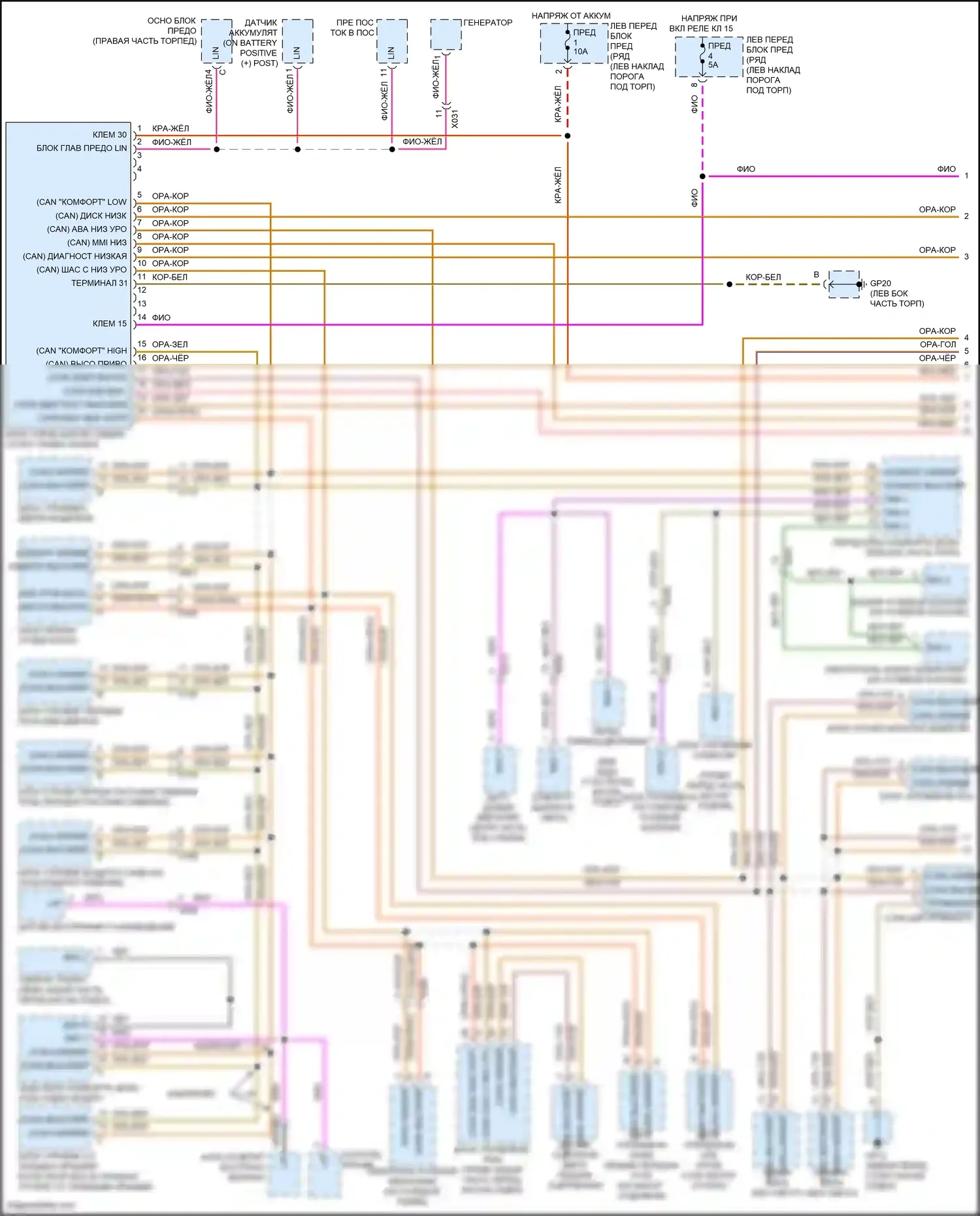 Cayman GT4 Porsche 982 (2019-2024): Can шина электросхема (1 из 2) 