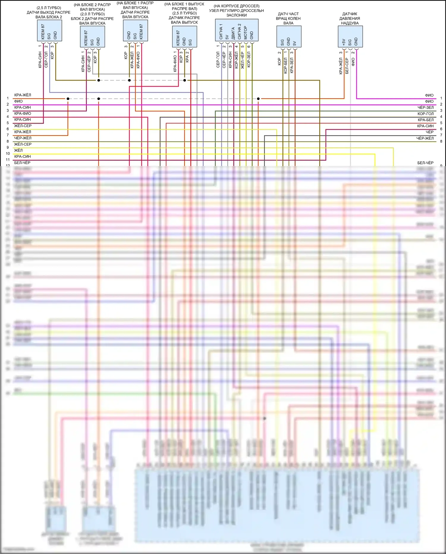 Cayman GT4 Porsche 982 (2019-2024): Электросхема двигателя 2.0л турбо (6 из 7) 