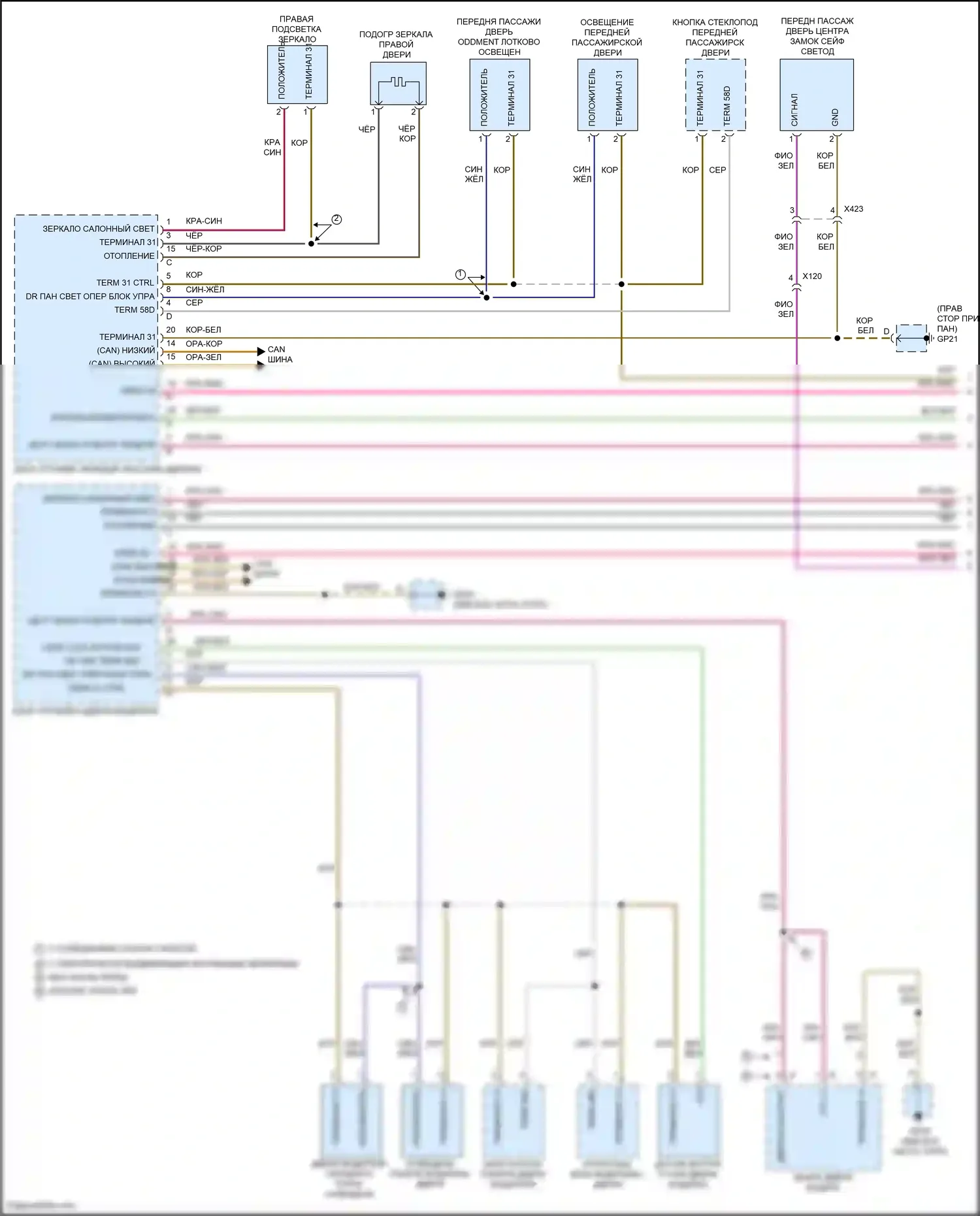 Cayman GT4 Porsche 982 (2019-2024): Электросхема освещения салона (1 из 4) 