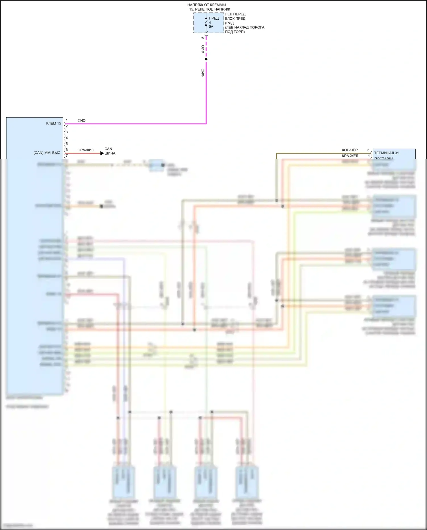 Cayman GT4 Porsche 982 (2019-2024): Электросхема парктроника 
