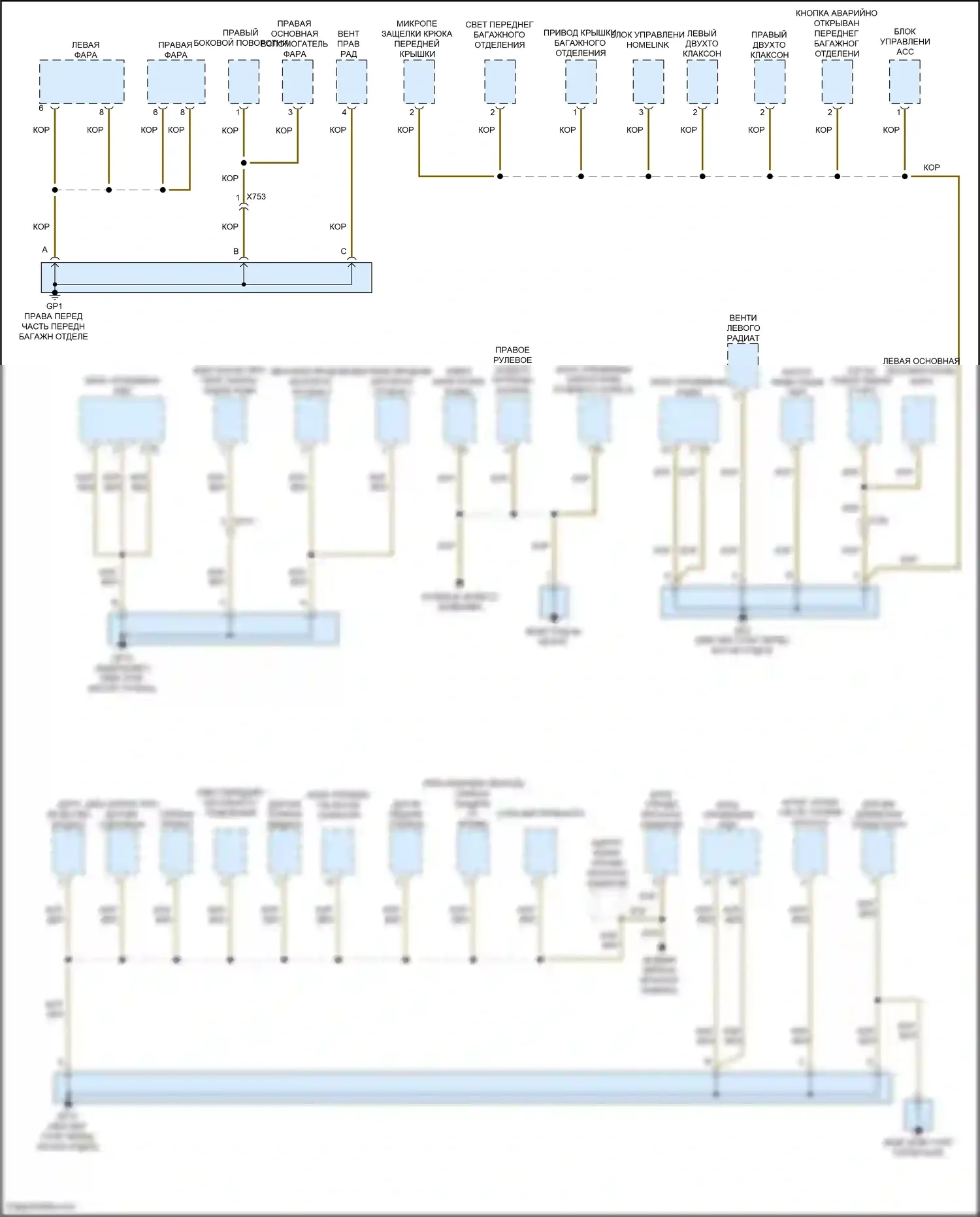 Cayman GT4 Porsche 982 (2019-2024): Электросхема точек подключения масс (1 из 5) 