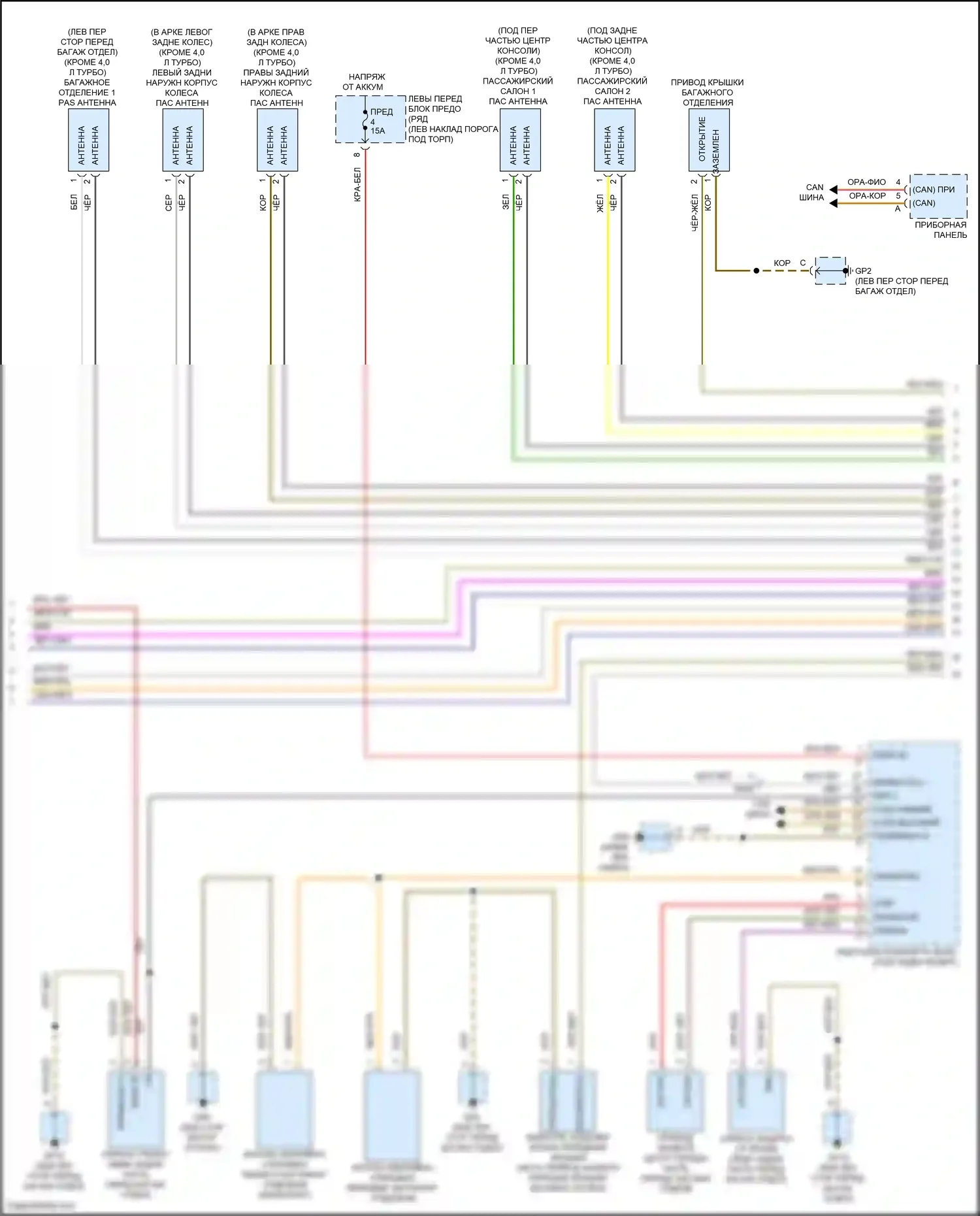 Cayman GT4 Porsche 982 (2019-2024): Электросхема центрального замка (2 из 3) 