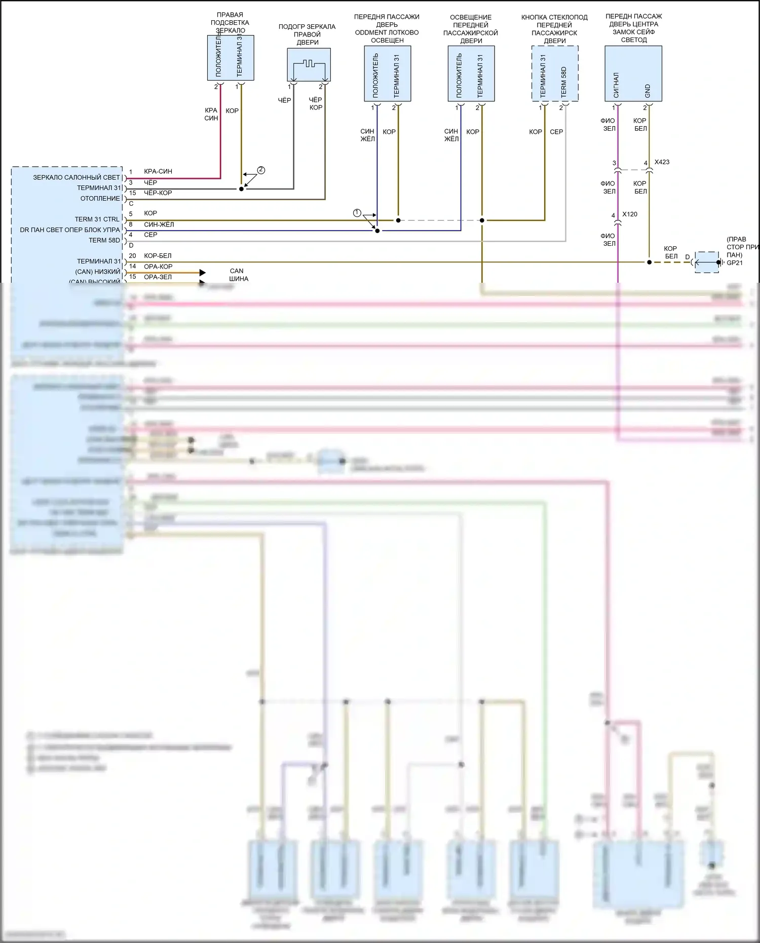 Cayman GTS Porsche 982 (2016-2024): Электросхема освещения салона (1 из 4) 