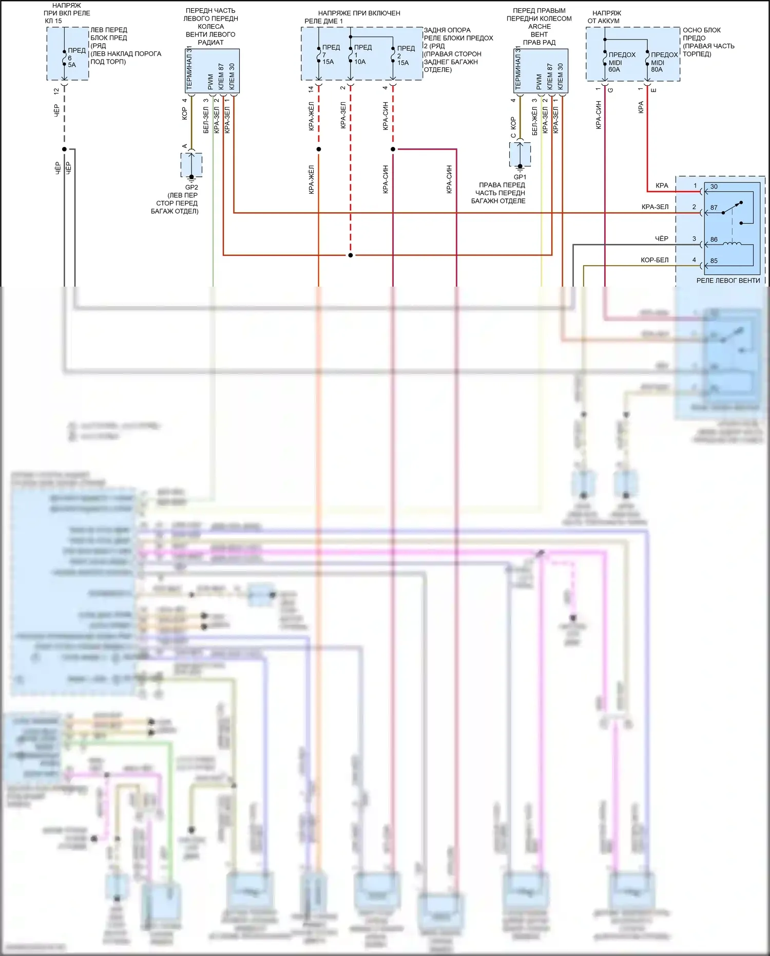 Cayman GTS Porsche 982 (2016-2024): Электросхема вентилятора охлаждения 