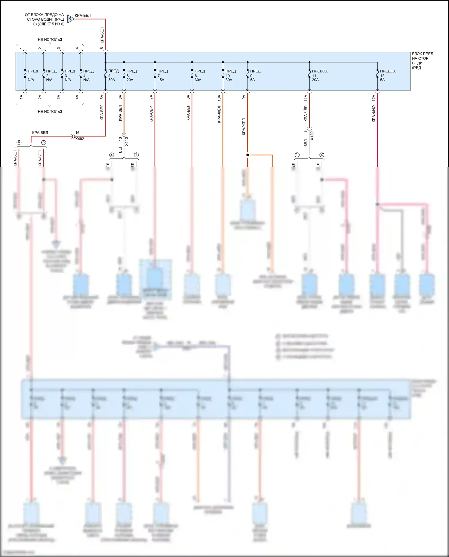 Macan GTS Porsche I рестайлинг 2 (2021-2024): Электросхема блока предохранителей реле (4 из 6) 