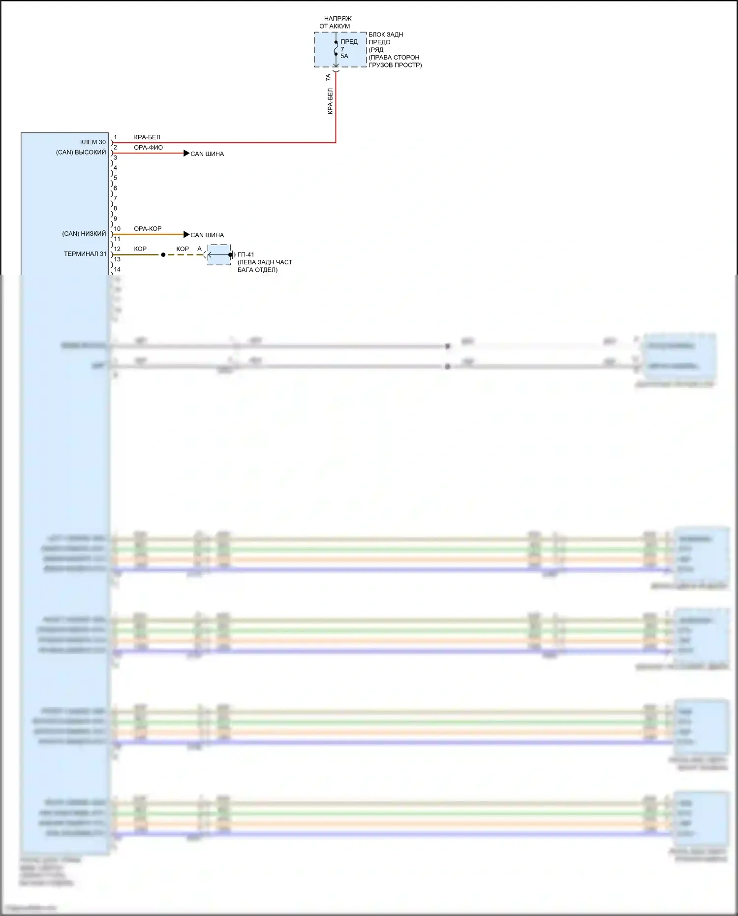 Macan GTS Porsche I рестайлинг 2 (2021-2024): Электросхема реального вида сверху 