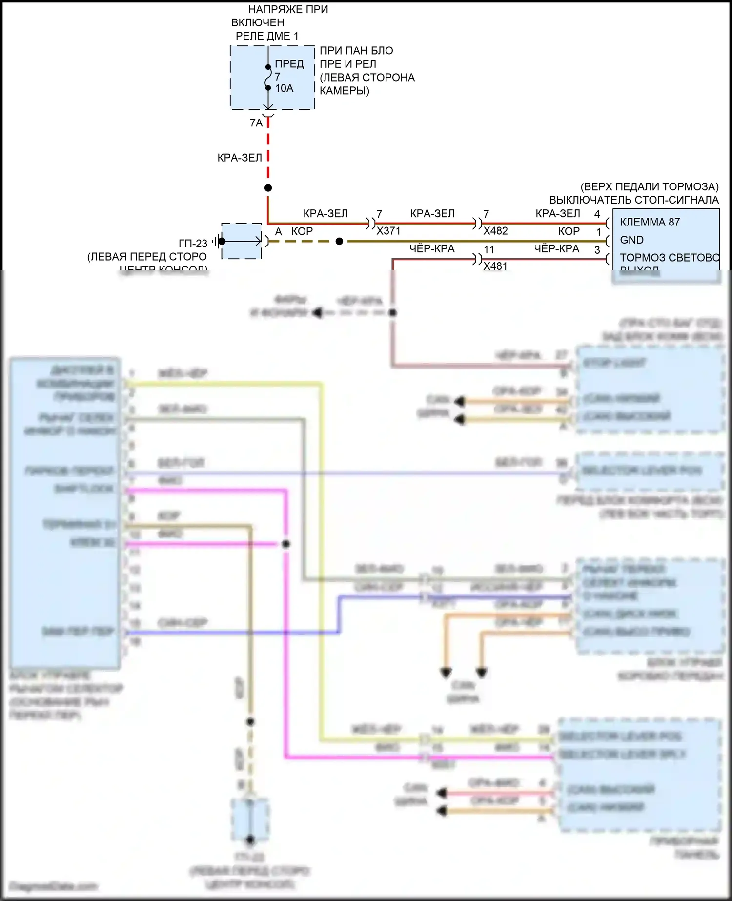 Macan GTS Porsche I рестайлинг (2018-2021): Электросхема блокировки селектора 