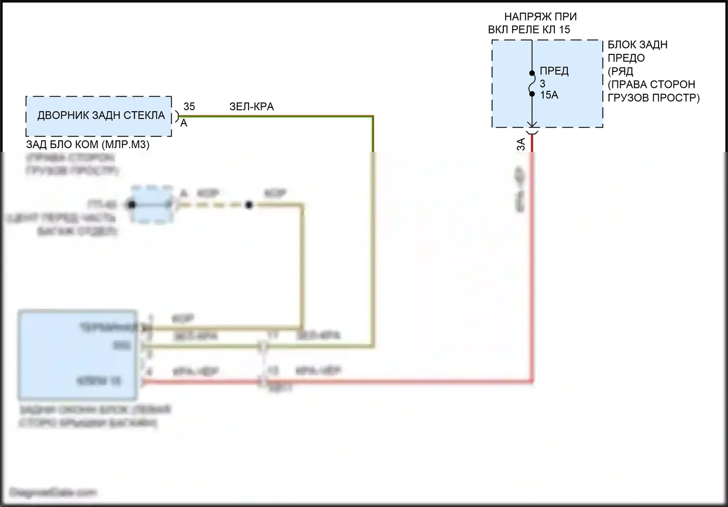 Macan GTS Porsche I рестайлинг (2018-2021): Электросхема заднего дворника 