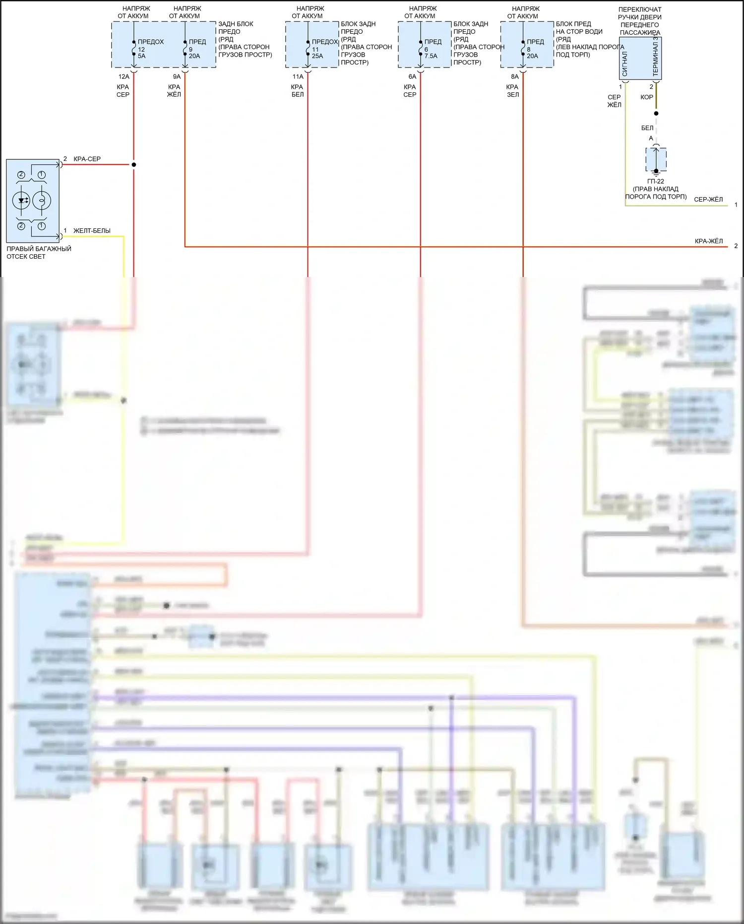 Macan GTS Porsche I рестайлинг (2018-2021): Электросхема освещения салона (2 из 4) 