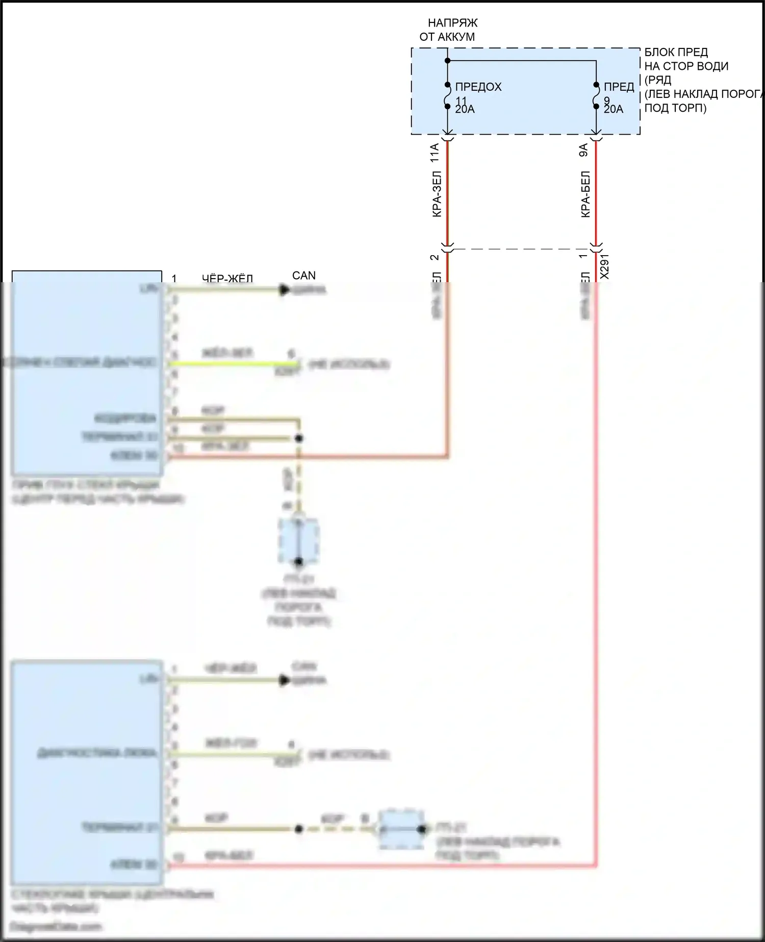 Macan GTS Porsche I рестайлинг (2018-2021): Электросхема складной крыши/люка 
