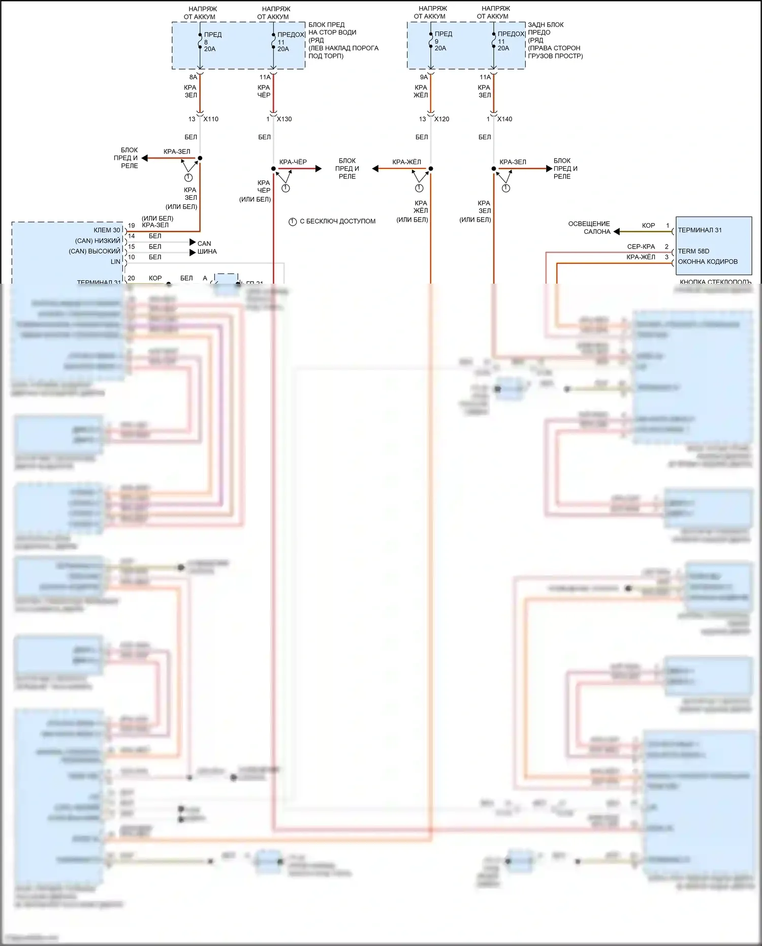 Macan GTS Porsche I рестайлинг (2018-2021): Стеклоподъемники электросхема 