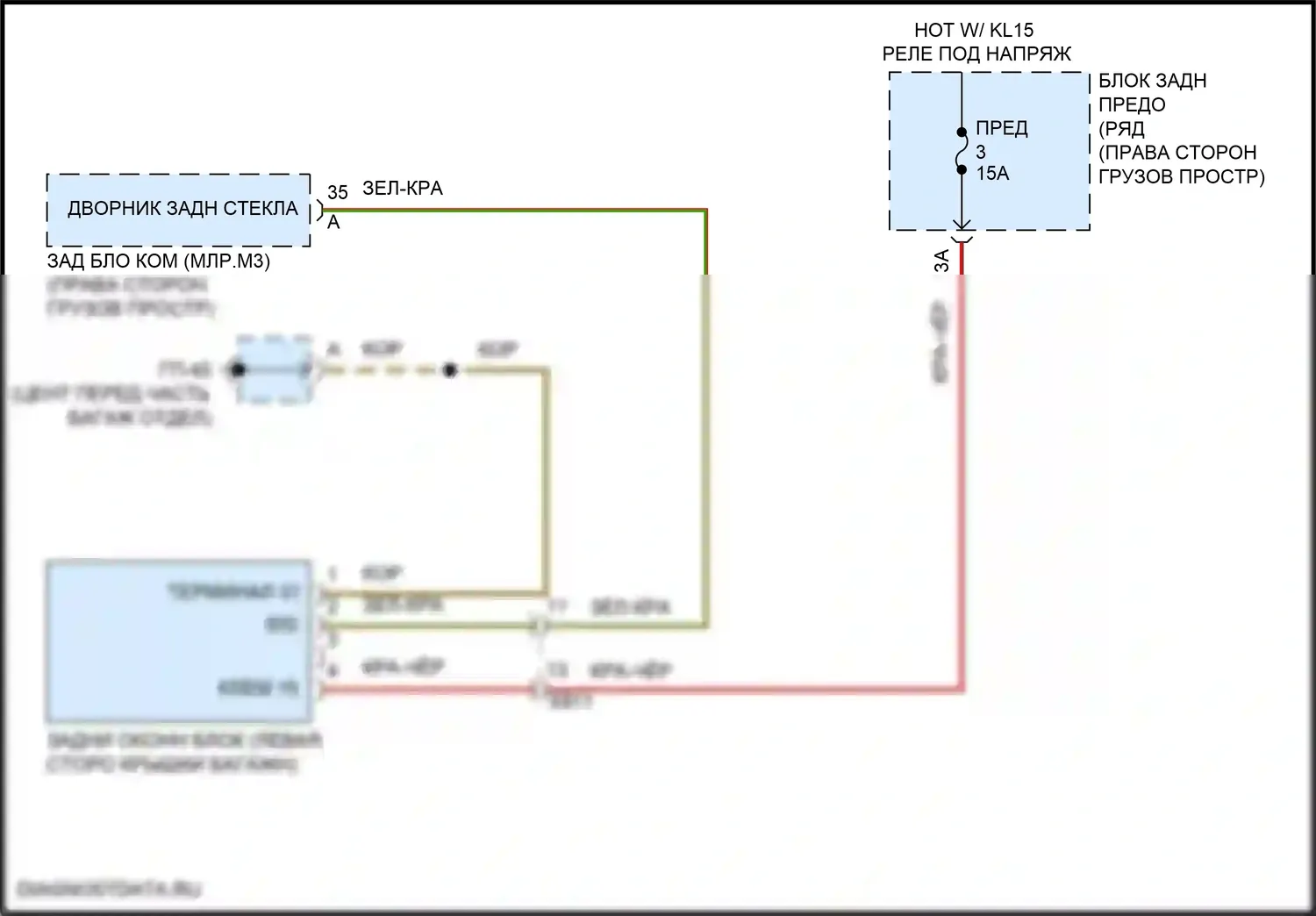 Macan S Porsche I рестайлинг 2 (2021-2024): Электросхема заднего дворника 