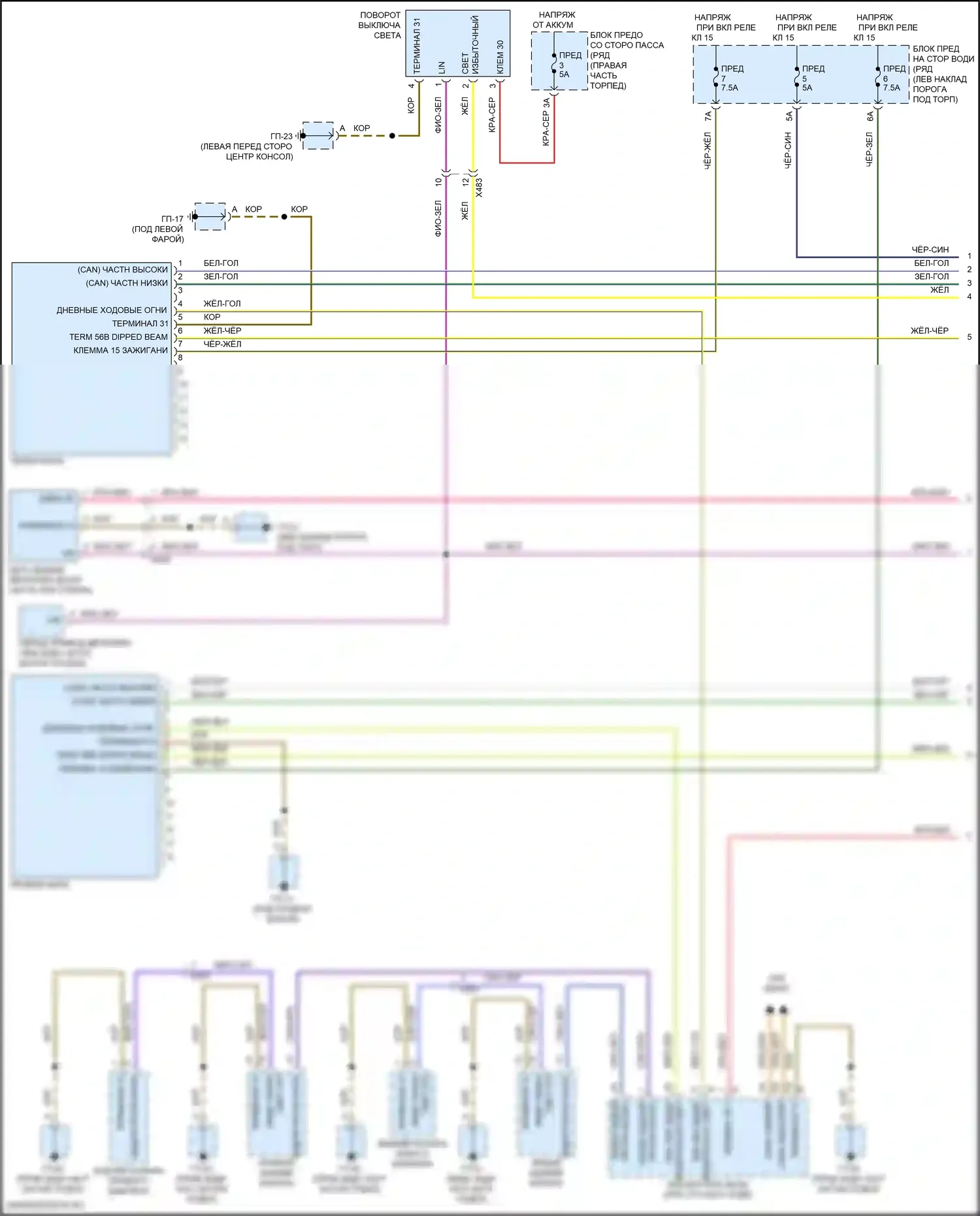Macan S Porsche I рестайлинг 2 (2021-2024): Электросхема фар (1 из 3) 