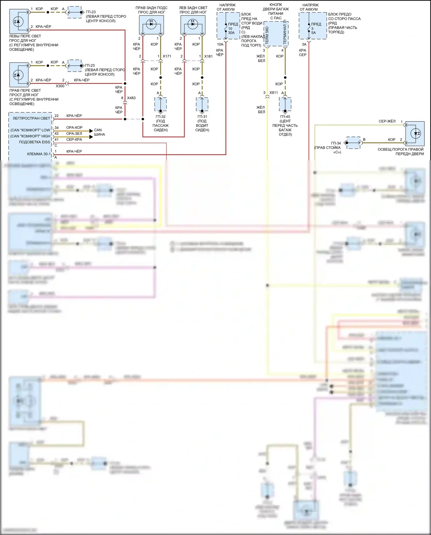 Macan S Porsche I рестайлинг 2 (2021-2024): Электросхема освещения салона (1 из 4) 