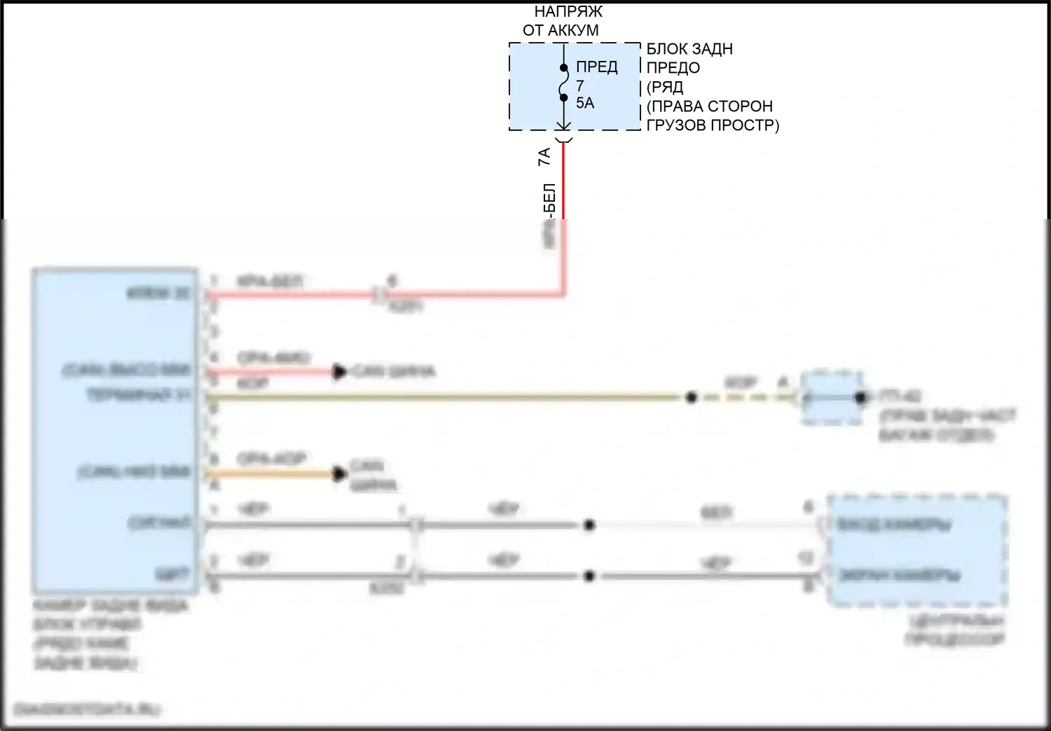 Macan S Porsche I рестайлинг 2 (2021-2024): Электросхема задней камеры 