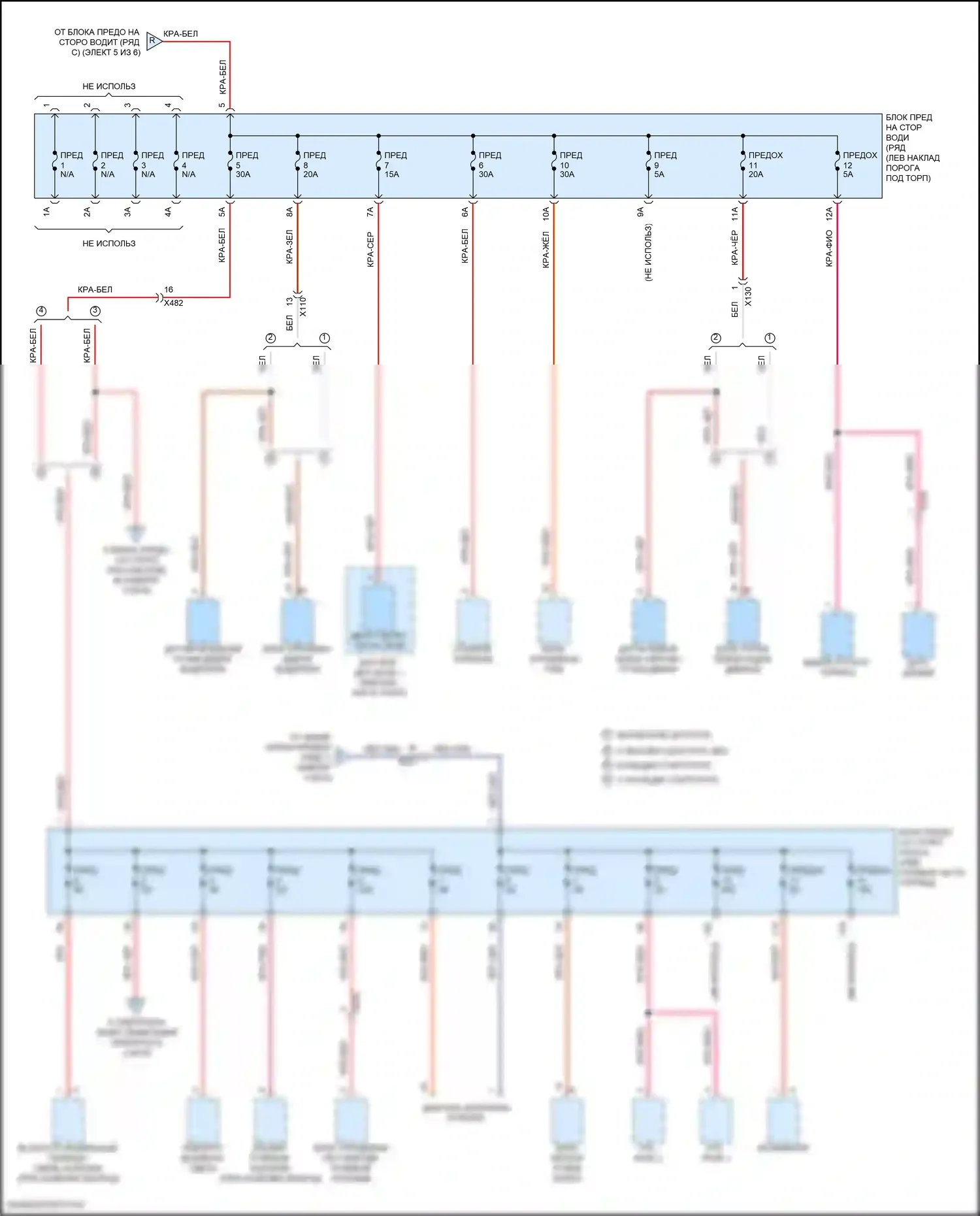 Macan S Porsche I рестайлинг (2018-2021): Электросхема блока предохранителей реле (4 из 6) 
