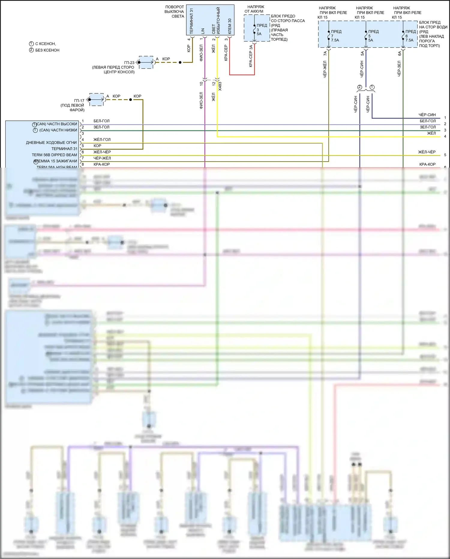 Macan S Porsche I рестайлинг (2018-2021): Электросхема фар (1 из 3) 