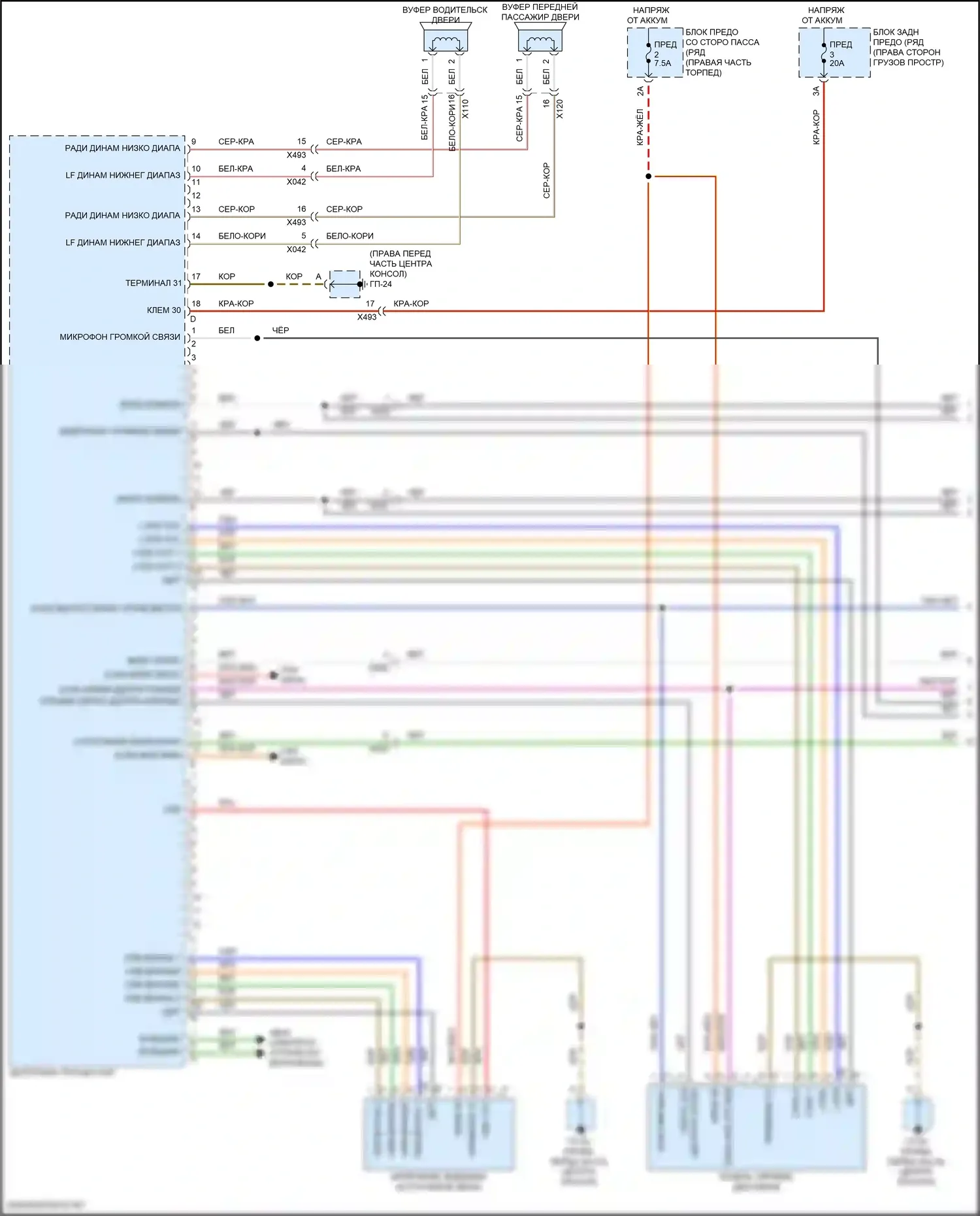 Macan S Porsche I рестайлинг (2018-2021): Электросхема базовой магнитолы (1 из 4) 